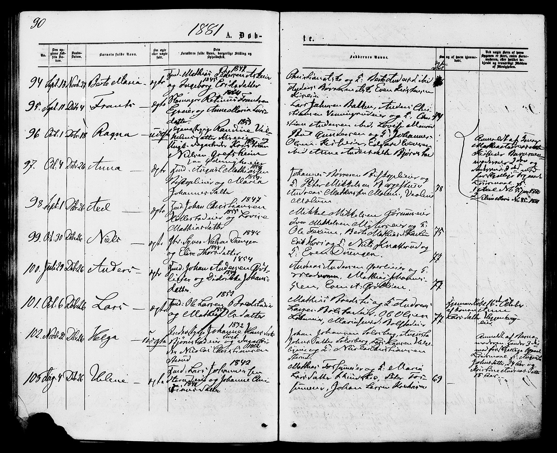 Nes prestekontor, Hedmark, AV/SAH-PREST-020/K/Ka/L0005: Parish register (official) no. 5, 1872-1886, p. 90