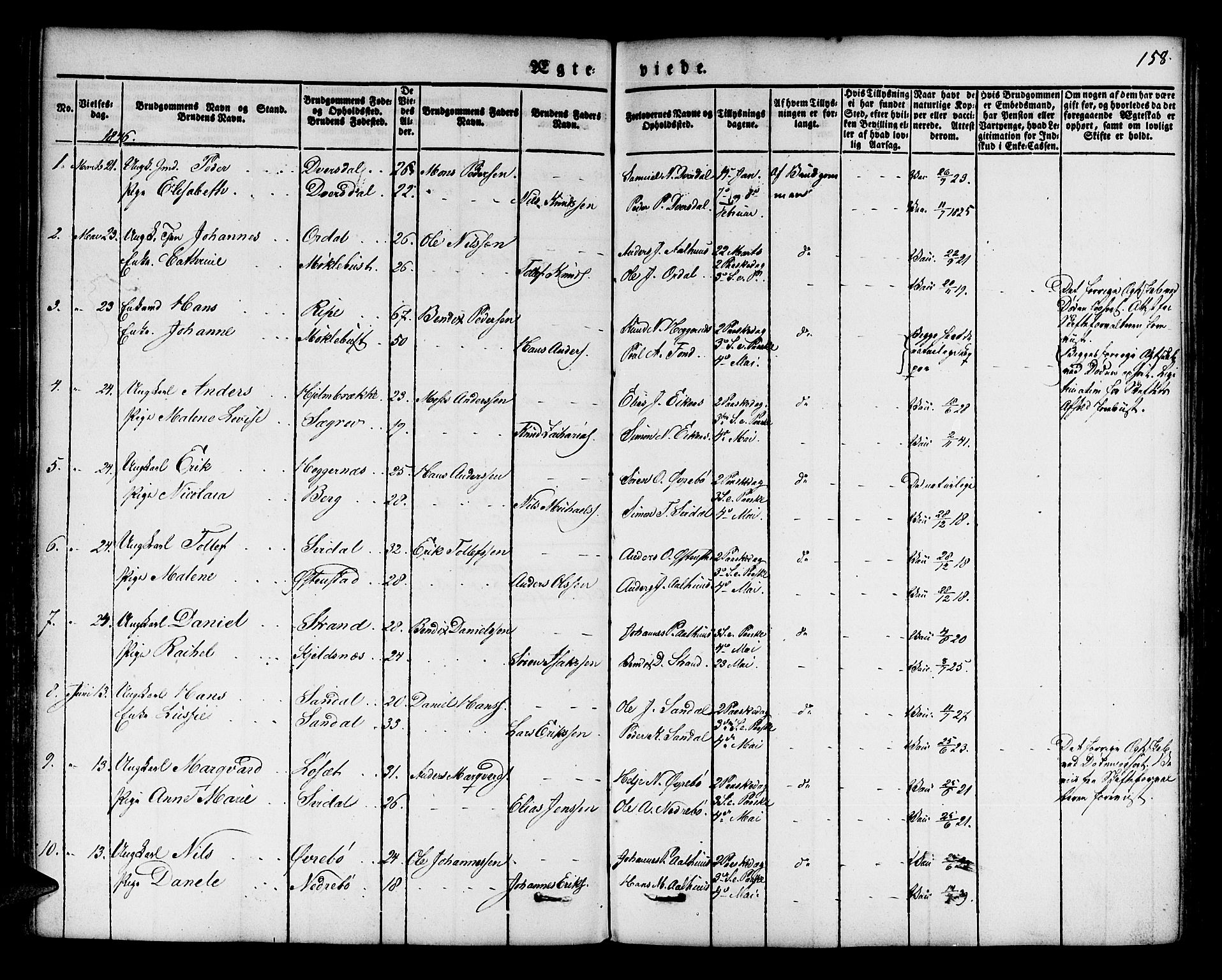 Jølster sokneprestembete, SAB/A-80701/H/Haa/Haaa/L0009: Parish register (official) no. A 9, 1833-1848, p. 158