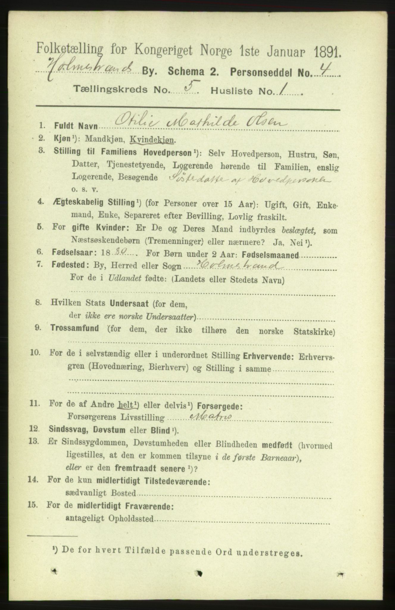 RA, 1891 census for 0702 Holmestrand, 1891, p. 2652