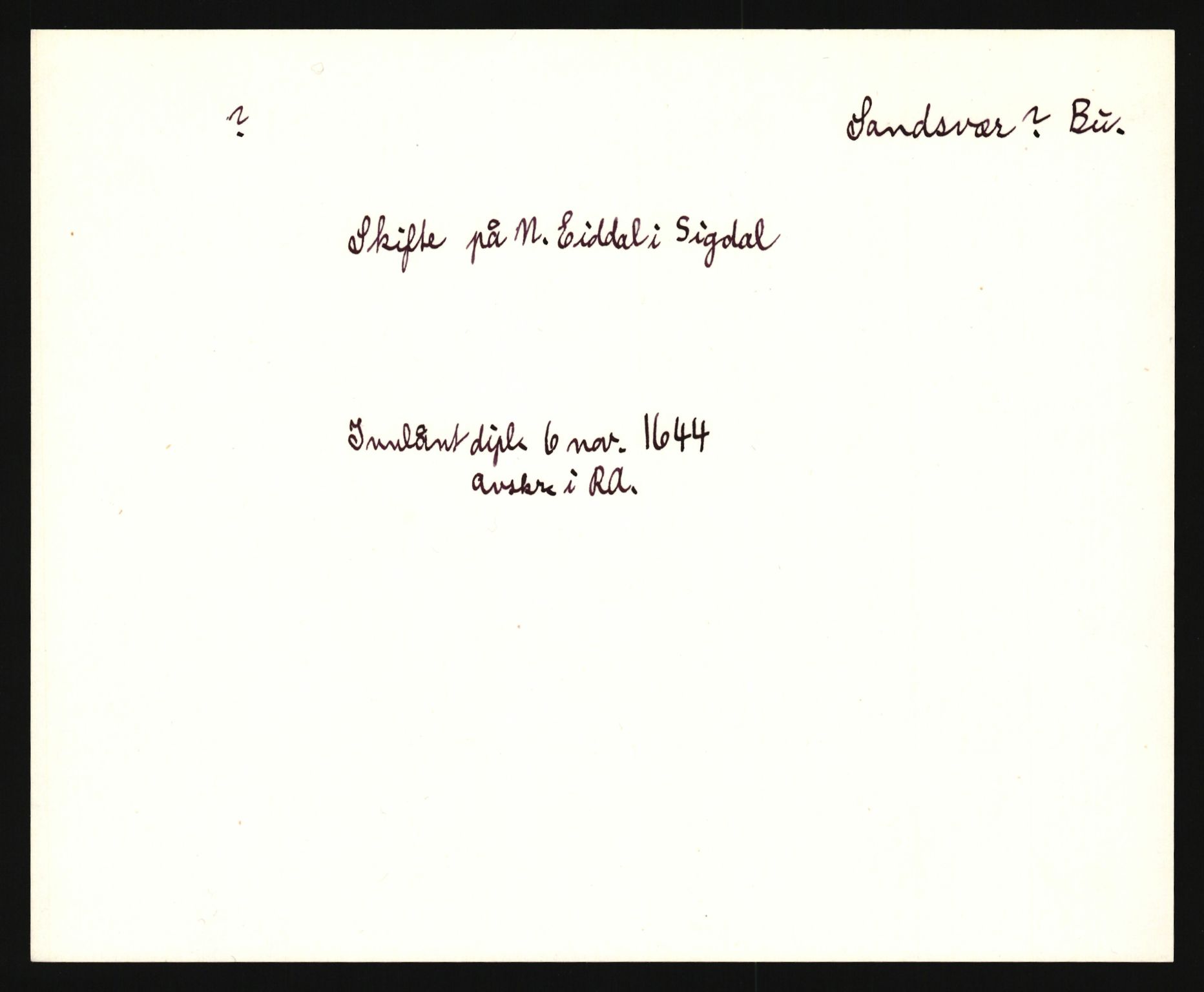 Riksarkivets diplomsamling, AV/RA-EA-5965/F35/F35e/L0017: Registreringssedler Buskerud 6, 1400-1700, p. 11