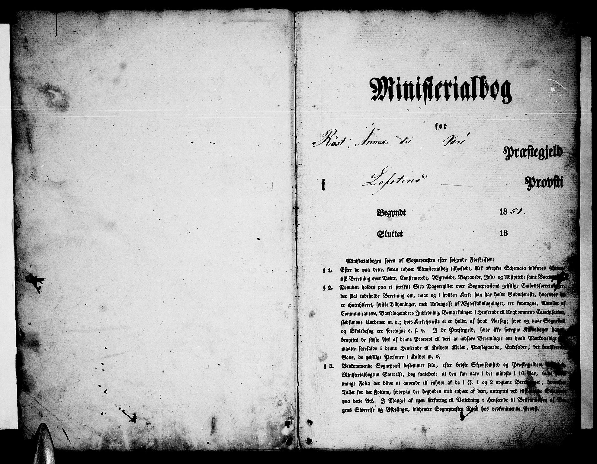 Ministerialprotokoller, klokkerbøker og fødselsregistre - Nordland, SAT/A-1459/808/L0130: Parish register (copy) no. 808C01, 1851-1878, p. 1