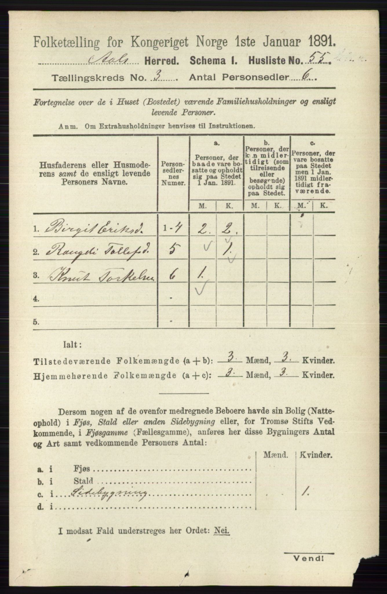 RA, 1891 census for 0619 Ål, 1891, p. 651