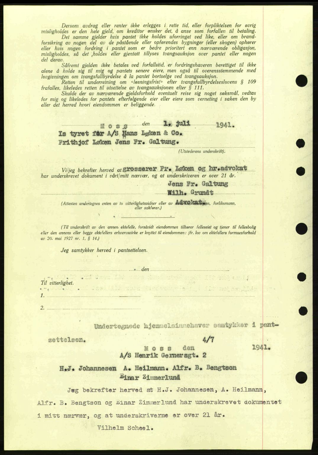 Moss sorenskriveri, SAO/A-10168: Mortgage book no. B10, 1940-1941, Diary no: : 1281/1941