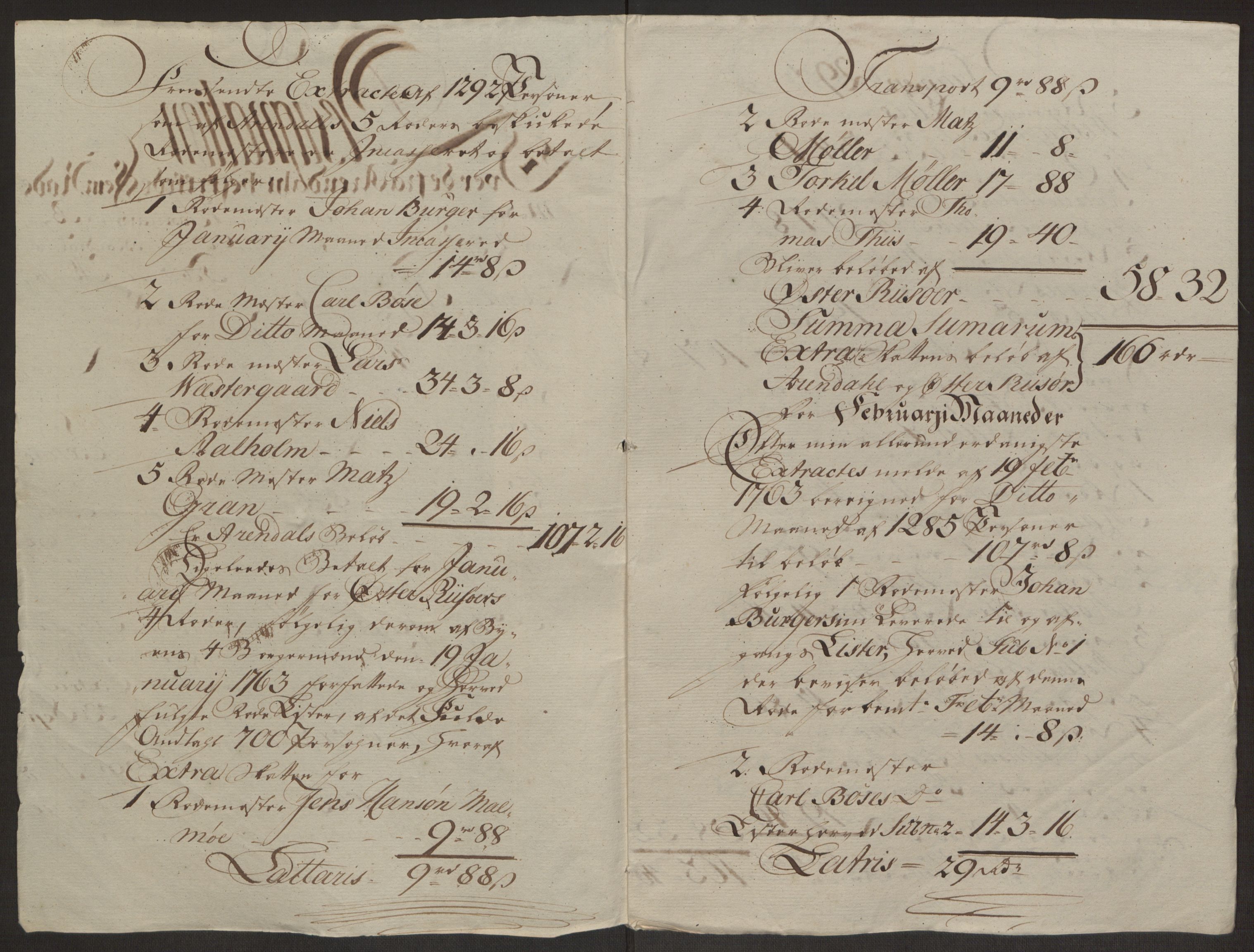 Rentekammeret inntil 1814, Reviderte regnskaper, Byregnskaper, RA/EA-4066/R/Rl/L0230/0001: [L4] Kontribusjonsregnskap / Ekstraskatt, 1762-1764, p. 304