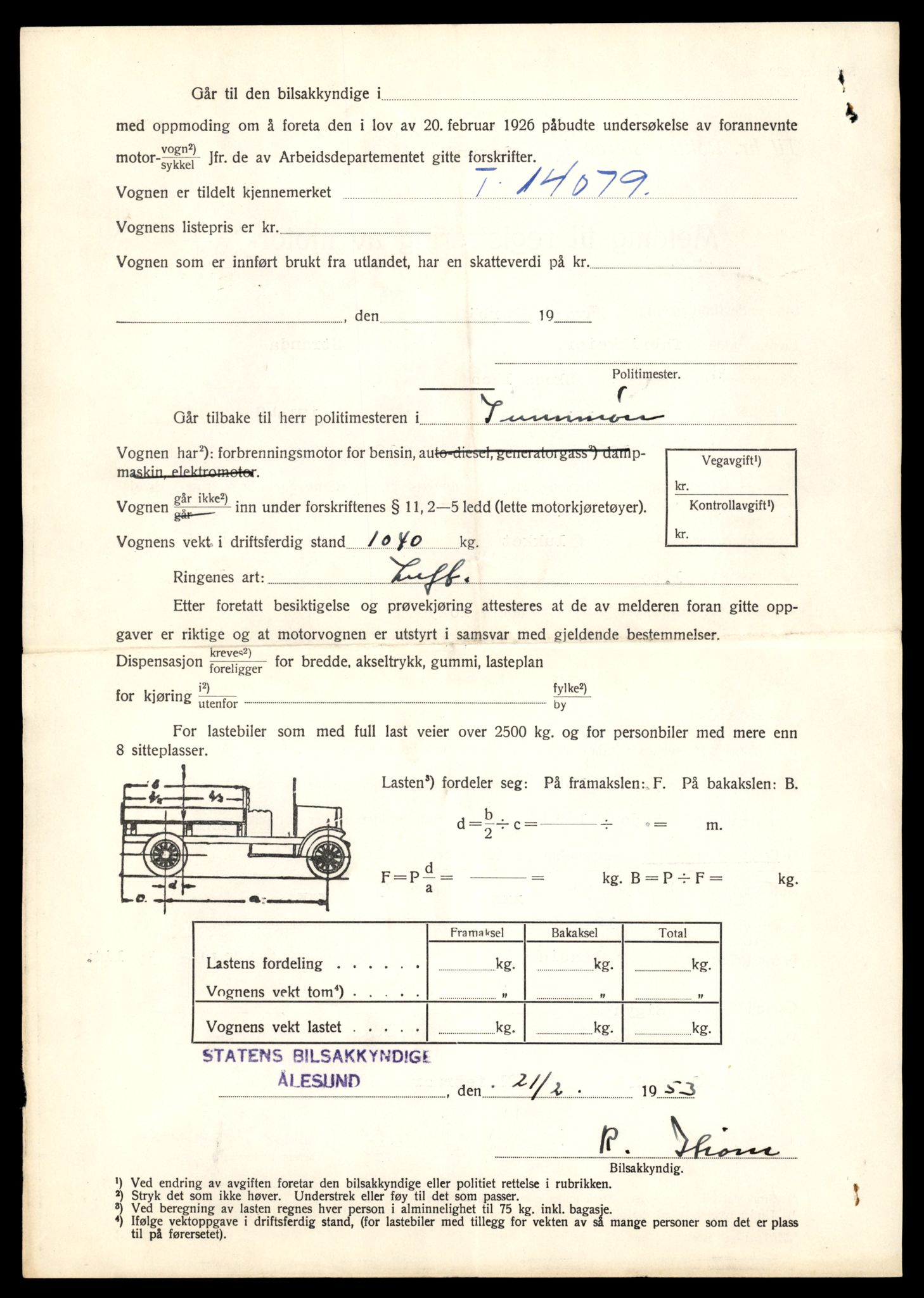 Møre og Romsdal vegkontor - Ålesund trafikkstasjon, AV/SAT-A-4099/F/Fe/L0042: Registreringskort for kjøretøy T 13906 - T 14079, 1927-1998, p. 3244