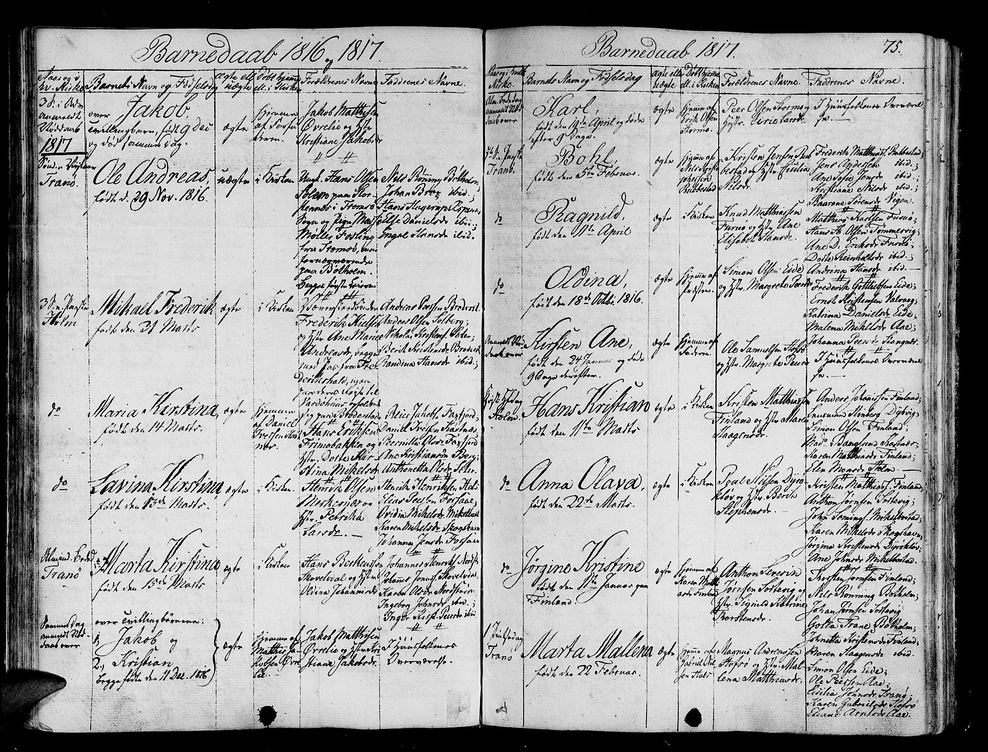 Tranøy sokneprestkontor, SATØ/S-1313/I/Ia/Iaa/L0003kirke: Parish register (official) no. 3, 1807-1820, p. 75