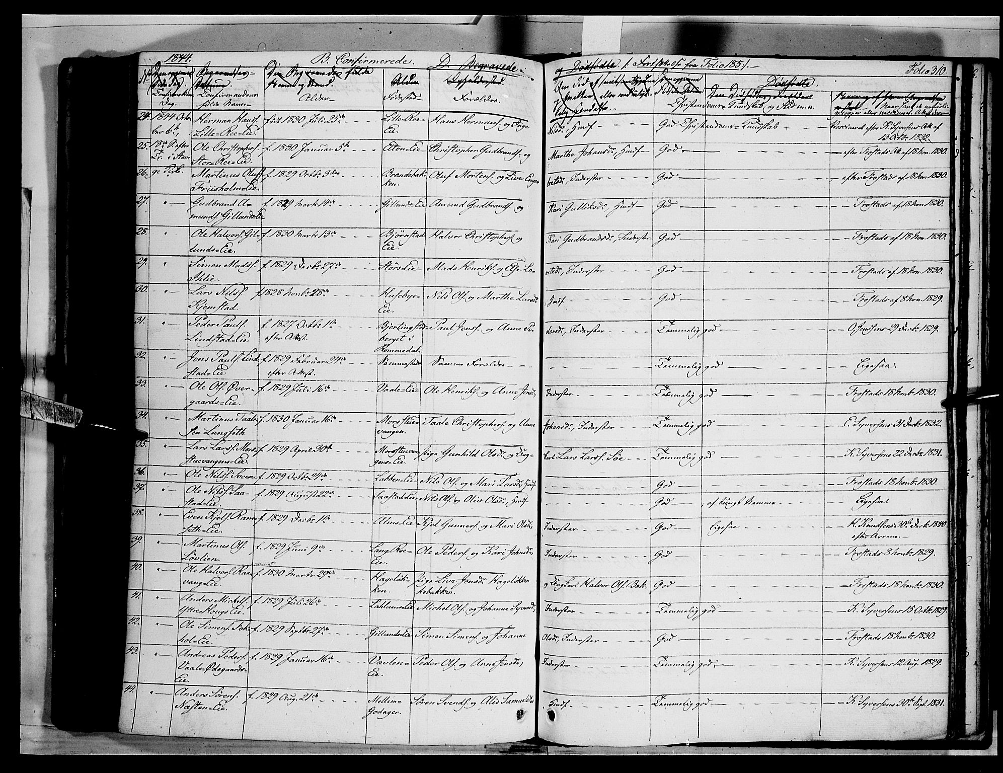 Stange prestekontor, AV/SAH-PREST-002/K/L0010: Parish register (official) no. 10, 1835-1845, p. 310