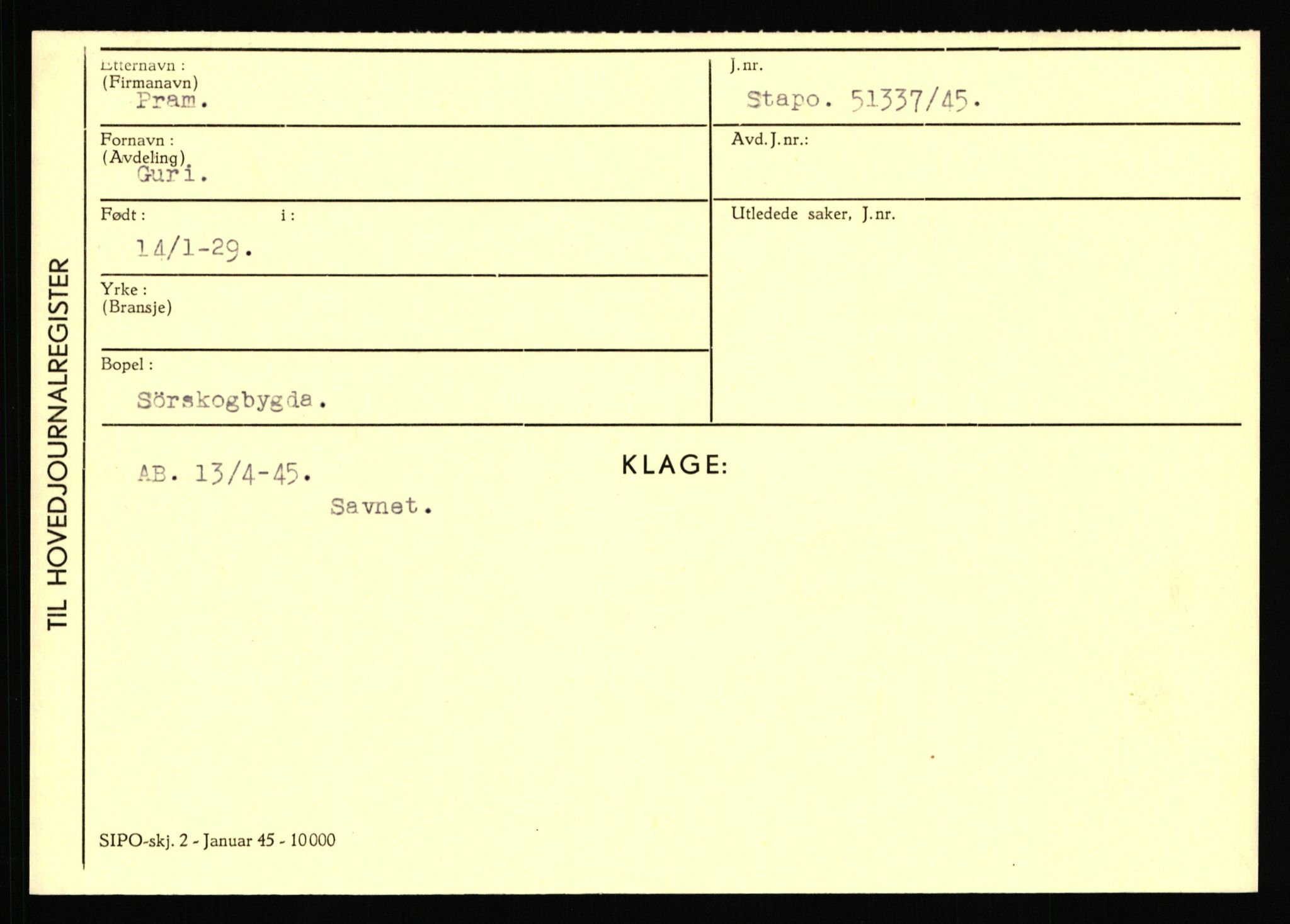 Statspolitiet - Hovedkontoret / Osloavdelingen, AV/RA-S-1329/C/Ca/L0012: Oanæs - Quistgaard	, 1943-1945, p. 4736