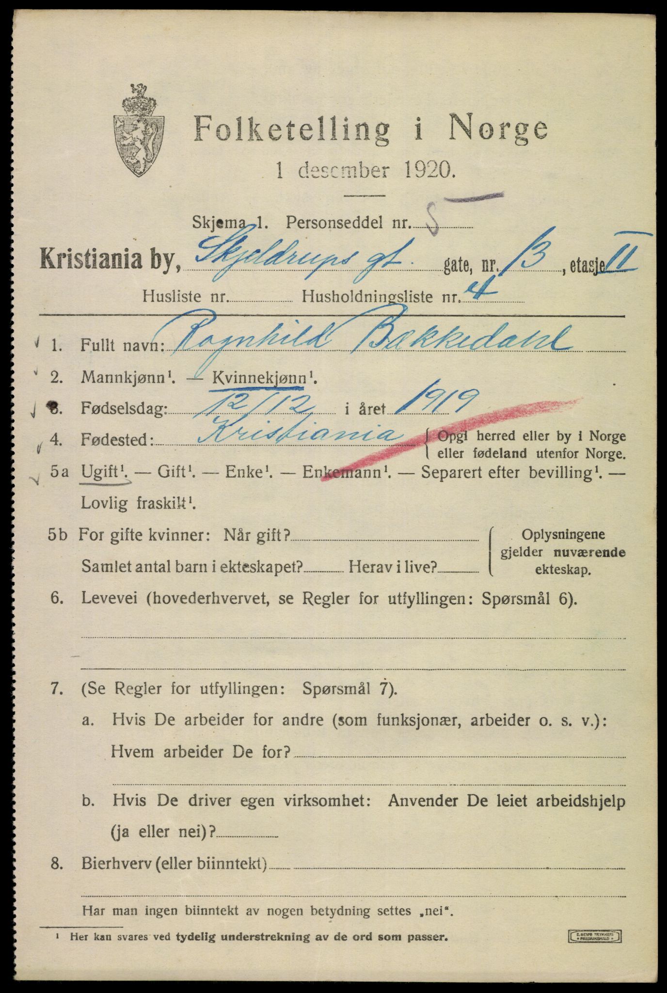 SAO, 1920 census for Kristiania, 1920, p. 512973