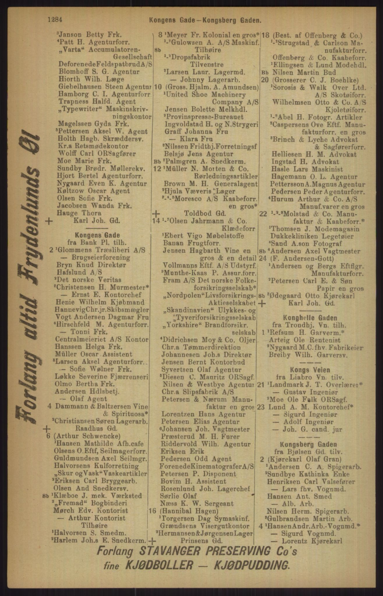 Kristiania/Oslo adressebok, PUBL/-, 1911, p. 1284