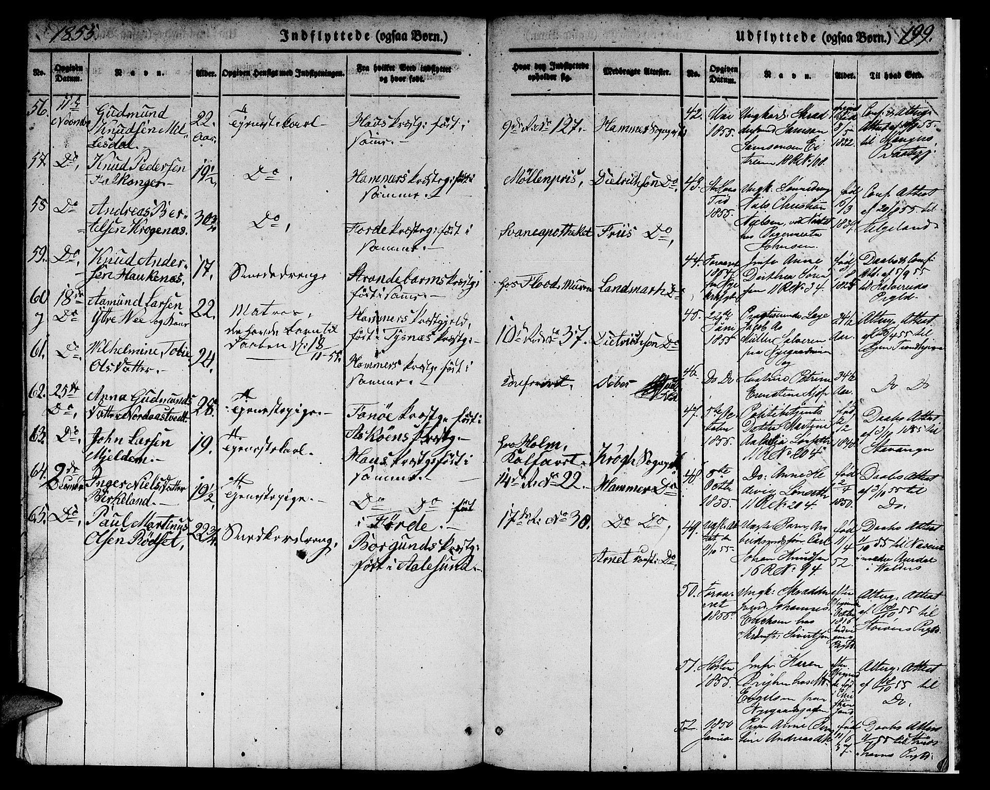 Domkirken sokneprestembete, SAB/A-74801/H/Hab/L0029: Parish register (copy) no. D 1, 1839-1857, p. 199