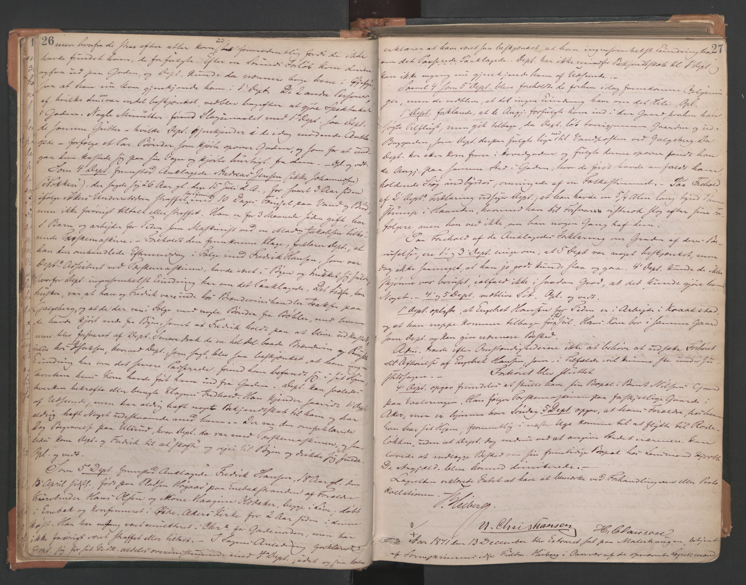 Aker sorenskriveri, AV/SAO-A-10895/F/Fc/Fcb/L0039: Ekstrarettsprotokoll, 1871-1874, p. 26-27