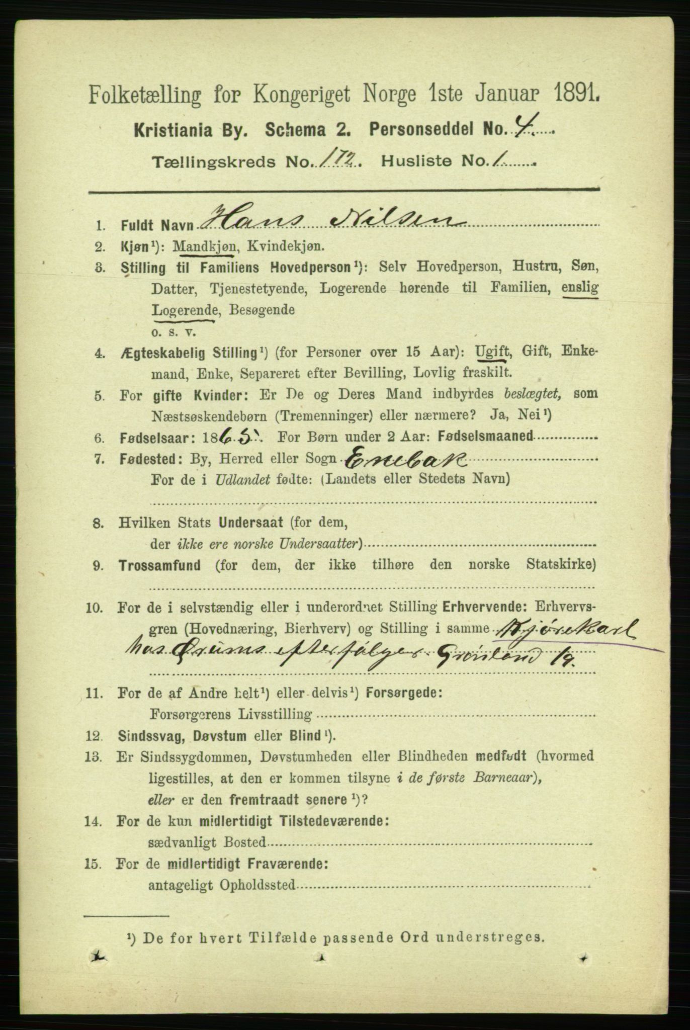 RA, 1891 census for 0301 Kristiania, 1891, p. 101685