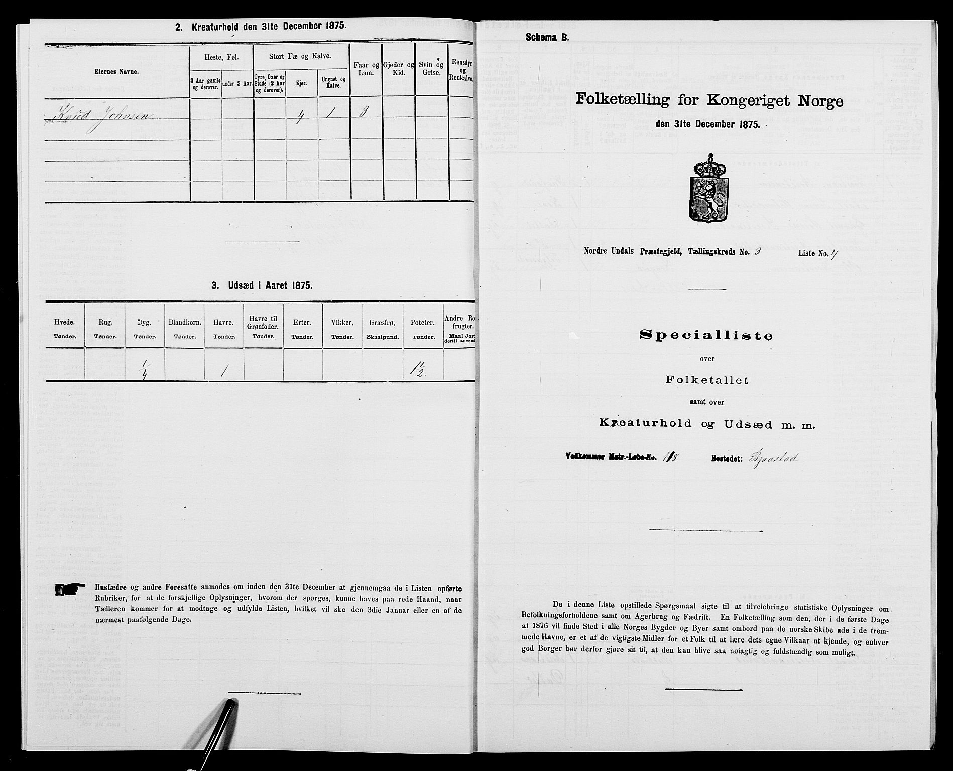 SAK, 1875 census for 1028P Nord-Audnedal, 1875, p. 257