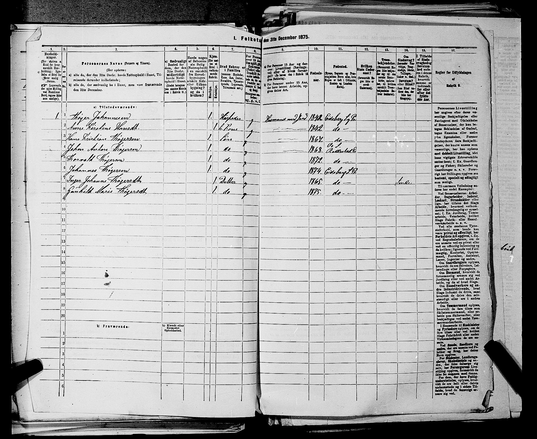 RA, 1875 census for 0125P Eidsberg, 1875, p. 1127