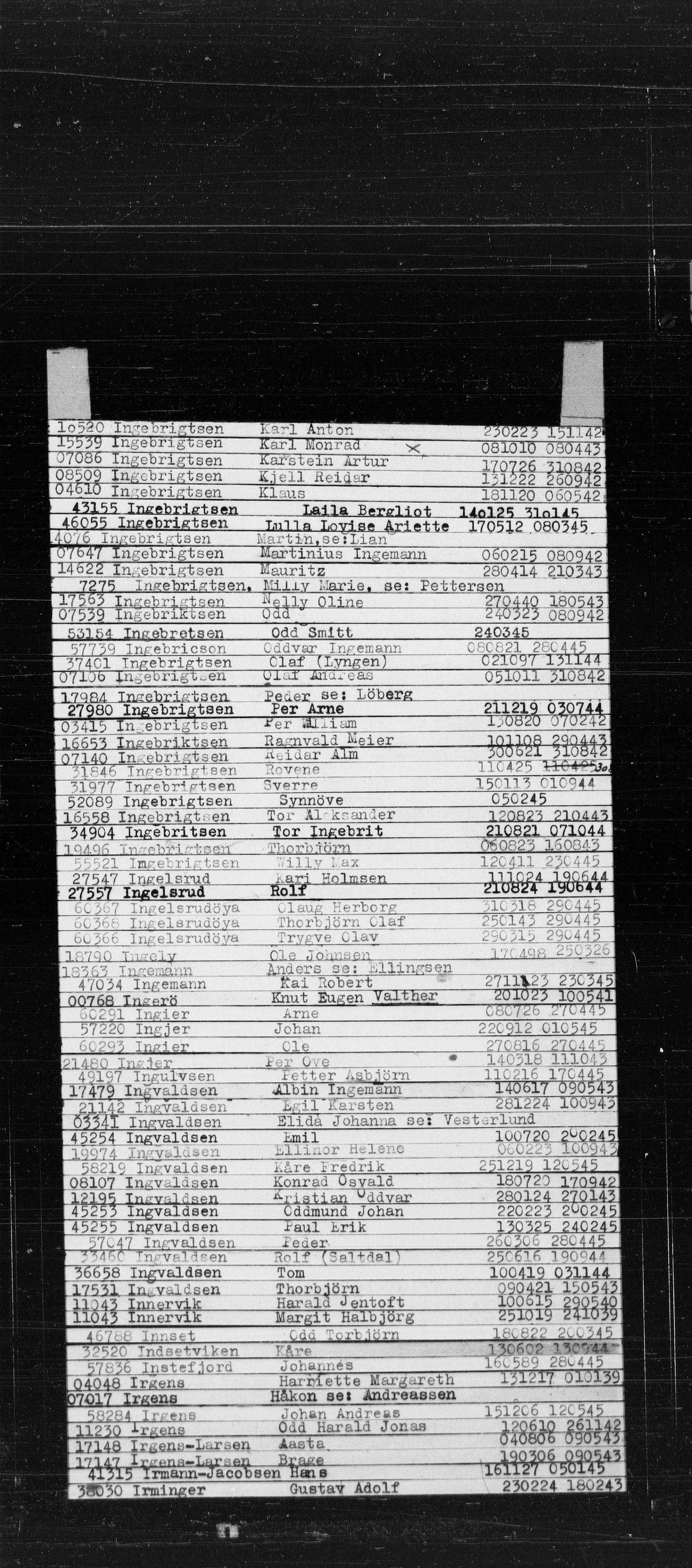 Den Kgl. Norske Legasjons Flyktningskontor, AV/RA-S-6753/V/Va/L0022: Kjesäterkartoteket.  Alfabetisk register, A-Å., 1940-1945, p. 357