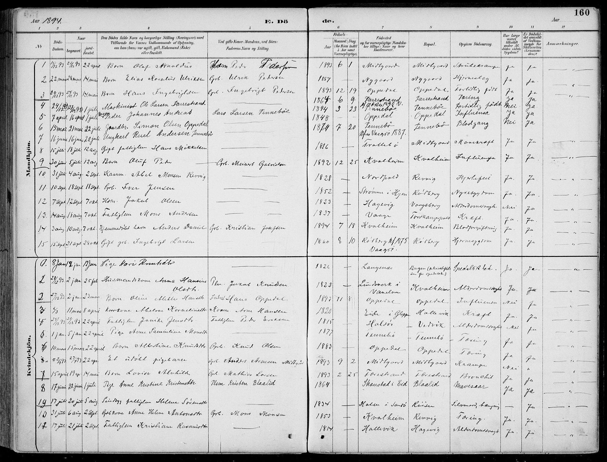 Selje sokneprestembete, AV/SAB-A-99938/H/Ha/Haa/Haac/L0002: Parish register (official) no. C  2, 1889-1904, p. 160