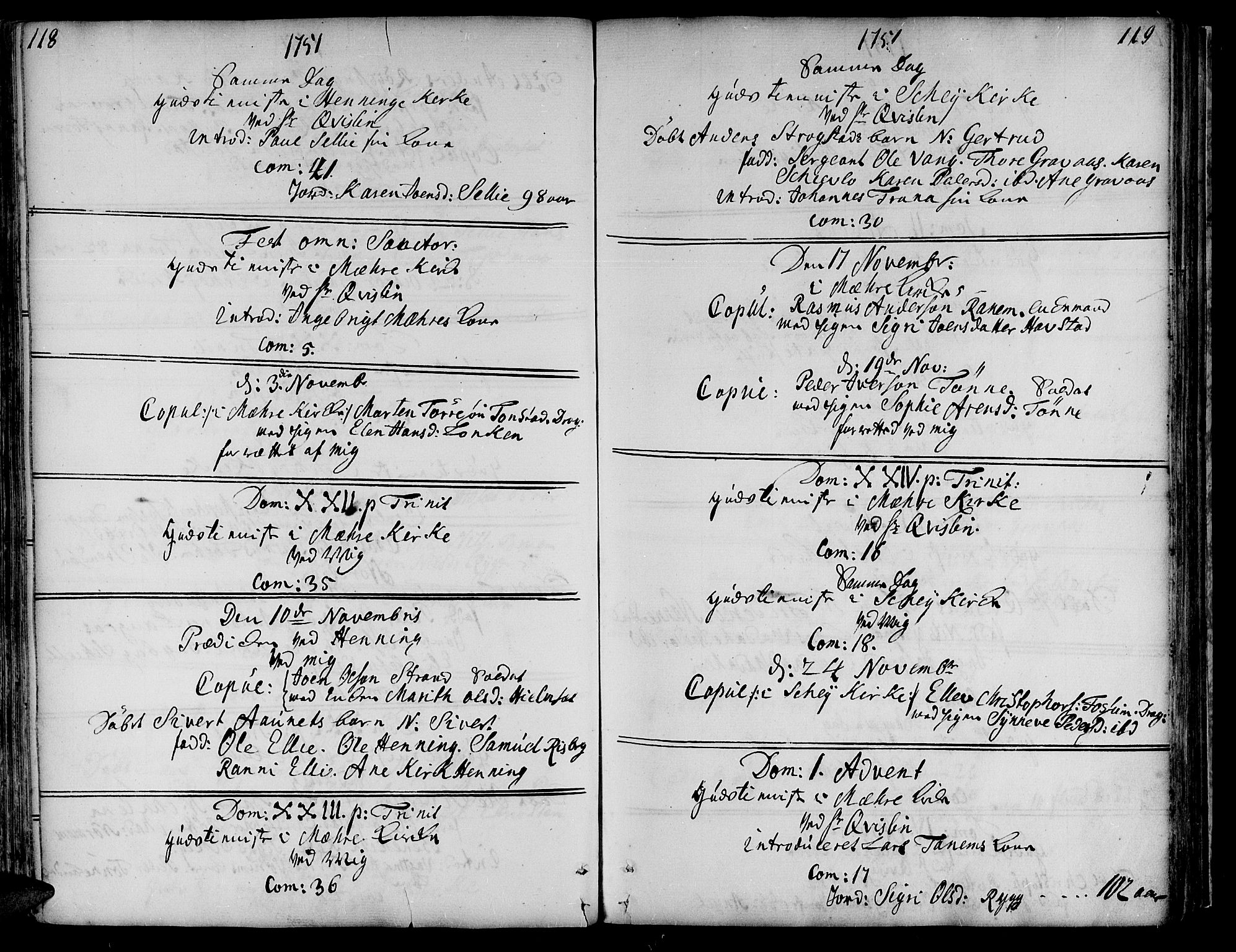 Ministerialprotokoller, klokkerbøker og fødselsregistre - Nord-Trøndelag, AV/SAT-A-1458/735/L0330: Parish register (official) no. 735A01, 1740-1766, p. 118-119