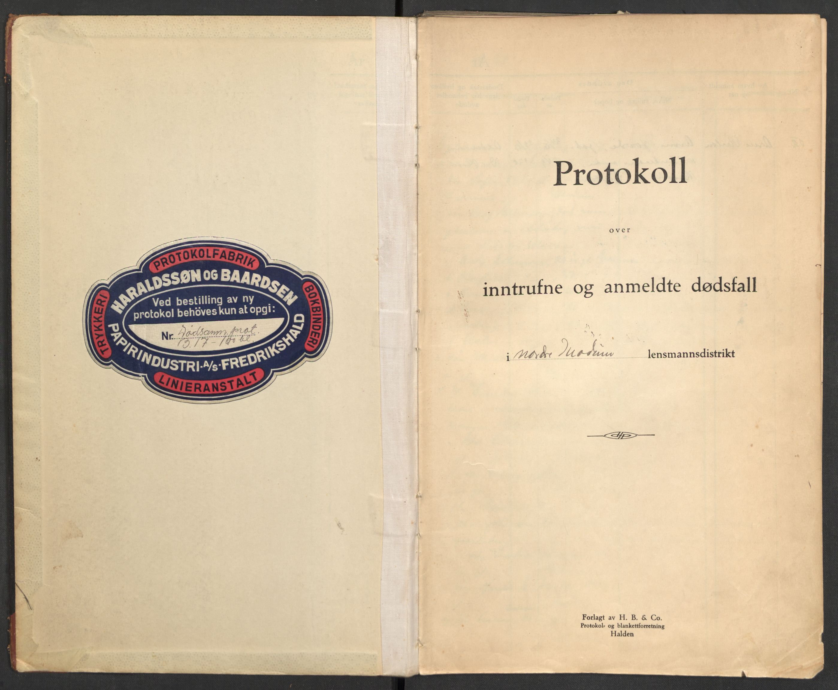 Modum lensmannskontor, SAKO/A-524/H/Ha/Hab/L0006: Dødsfallsprotokoll - Nordre Modum, 1928-1932