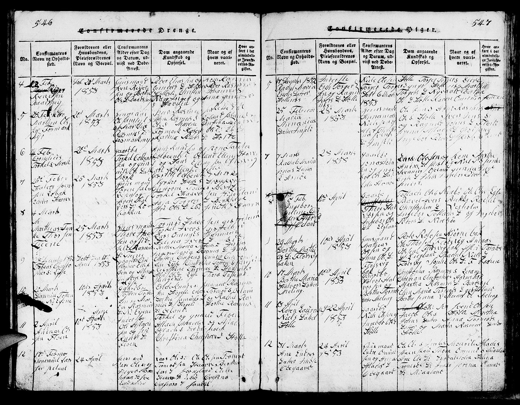 Strand sokneprestkontor, AV/SAST-A-101828/H/Ha/Hab/L0002: Parish register (copy) no. B 2, 1816-1854, p. 546-547