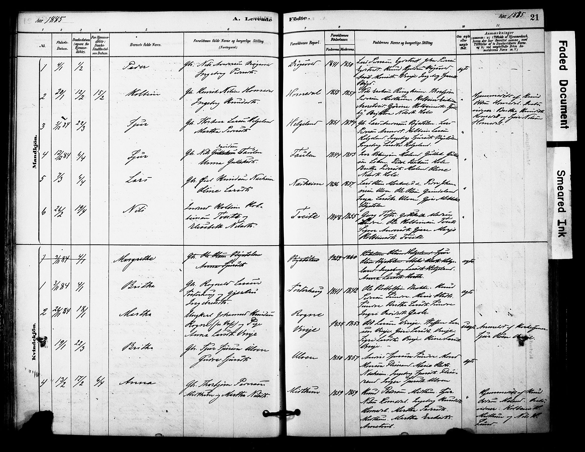 Vossestrand Sokneprestembete, AV/SAB-A-79101/H/Haa: Parish register (official) no. C 1, 1878-1903, p. 21