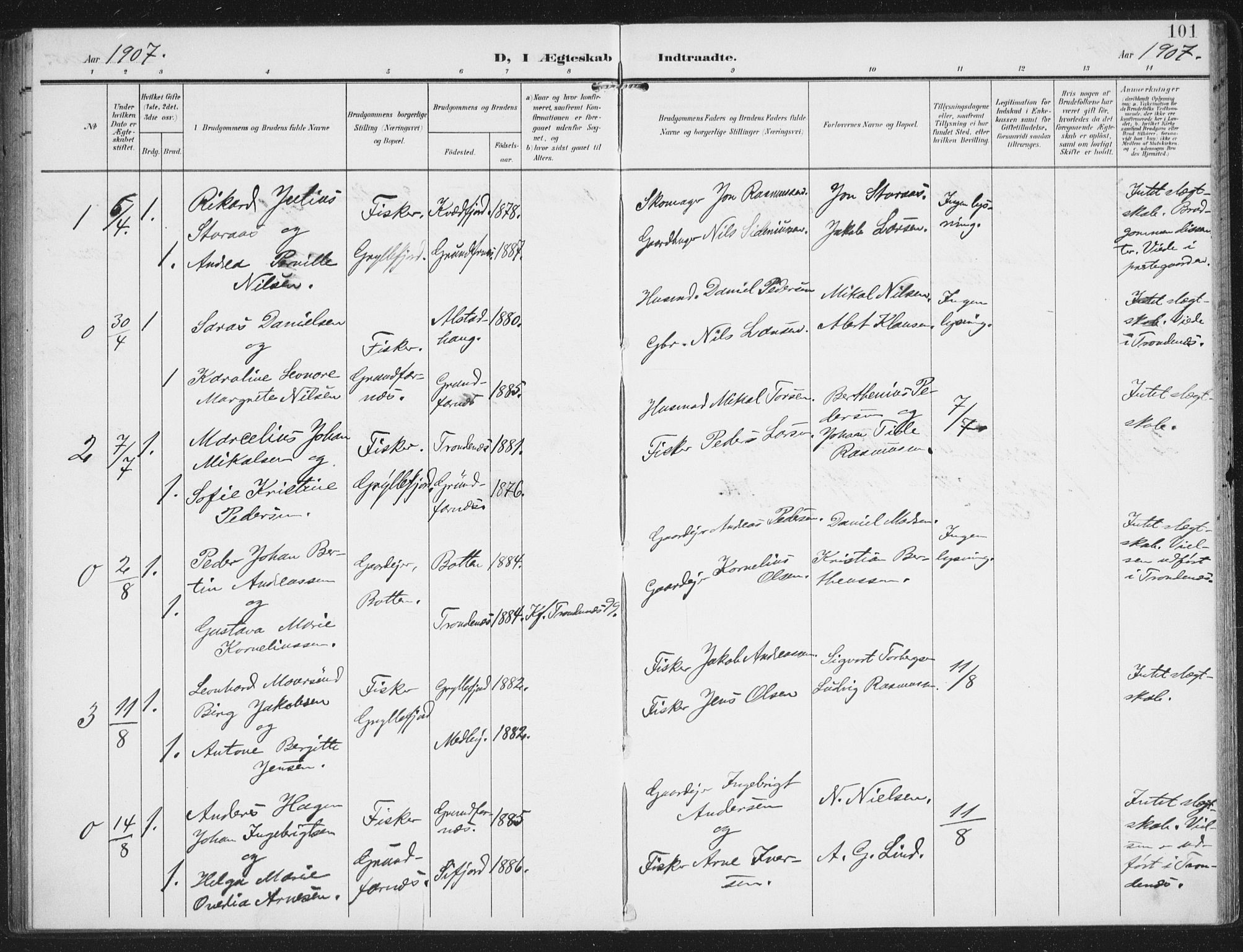 Berg sokneprestkontor, SATØ/S-1318/G/Ga/Gaa/L0008kirke: Parish register (official) no. 8, 1904-1916, p. 101