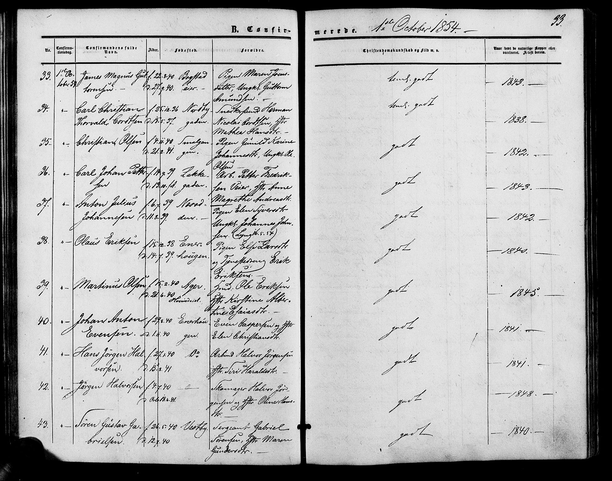 Vestre Aker prestekontor Kirkebøker, AV/SAO-A-10025/F/Fa/L0001: Parish register (official) no. 1, 1853-1858, p. 33
