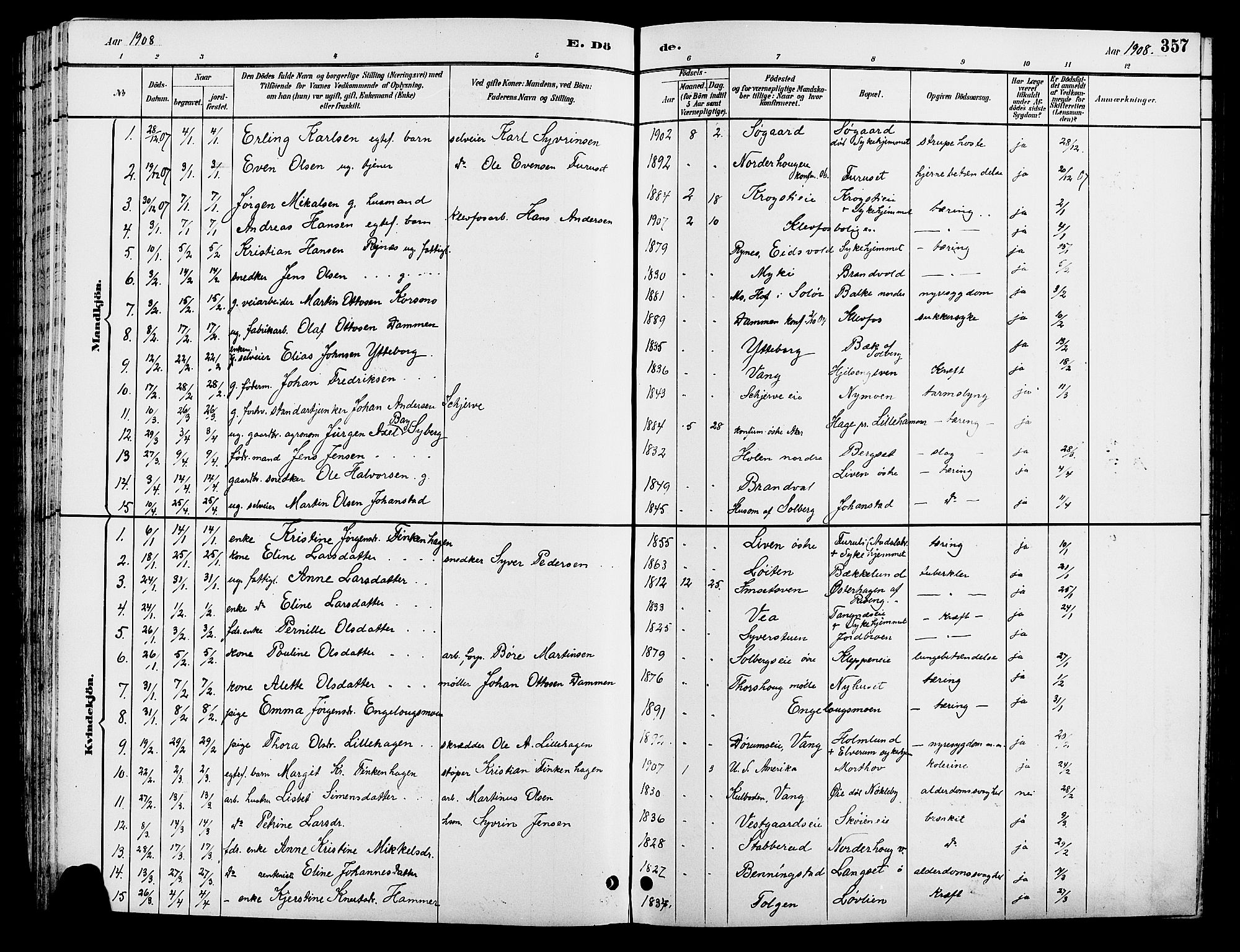 Løten prestekontor, AV/SAH-PREST-022/L/La/L0006: Parish register (copy) no. 6, 1892-1909, p. 357