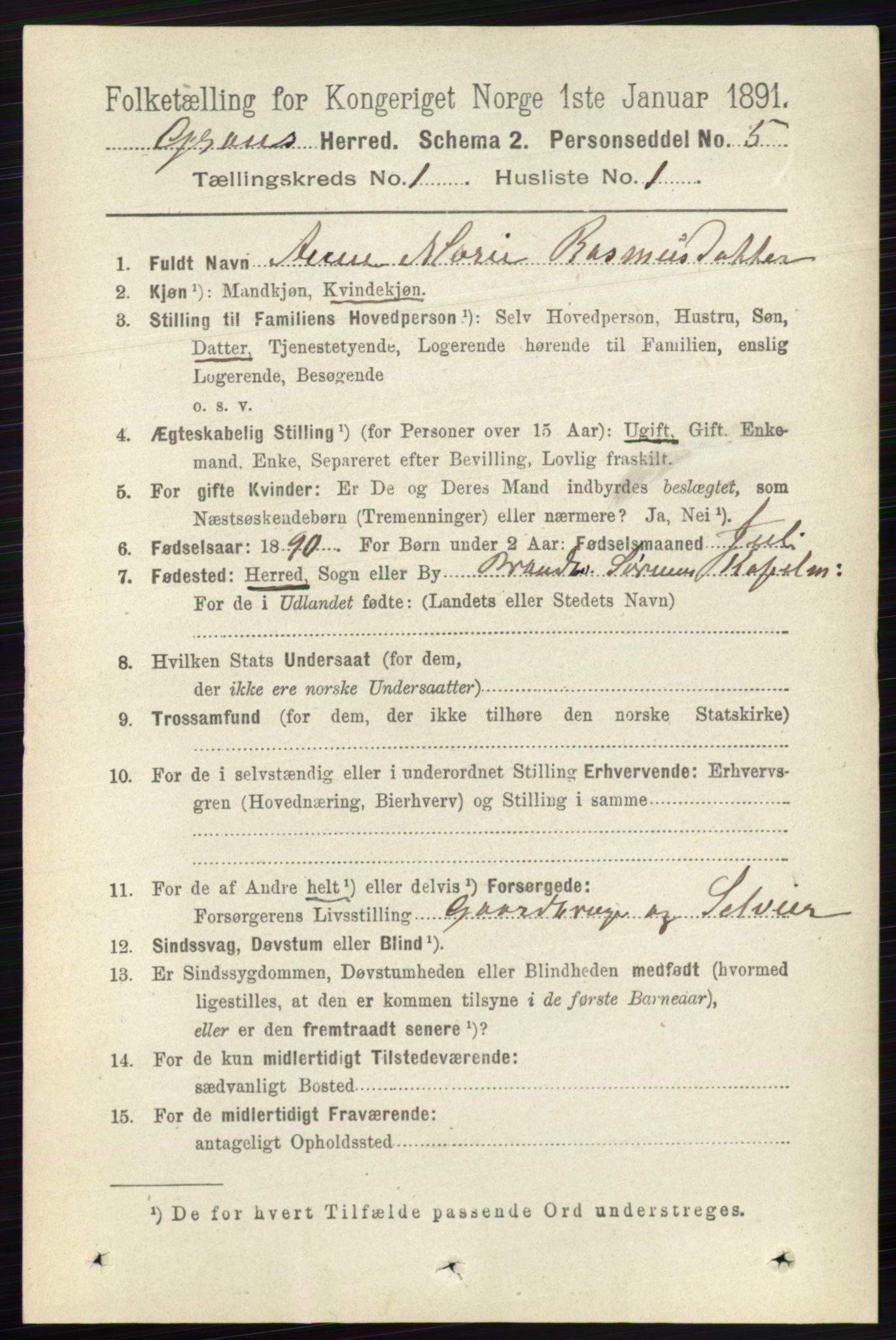 RA, 1891 census for 0534 Gran, 1891, p. 57