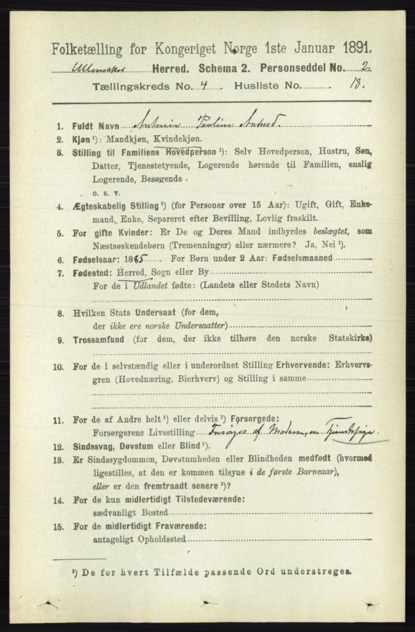 RA, 1891 census for 0235 Ullensaker, 1891, p. 1570