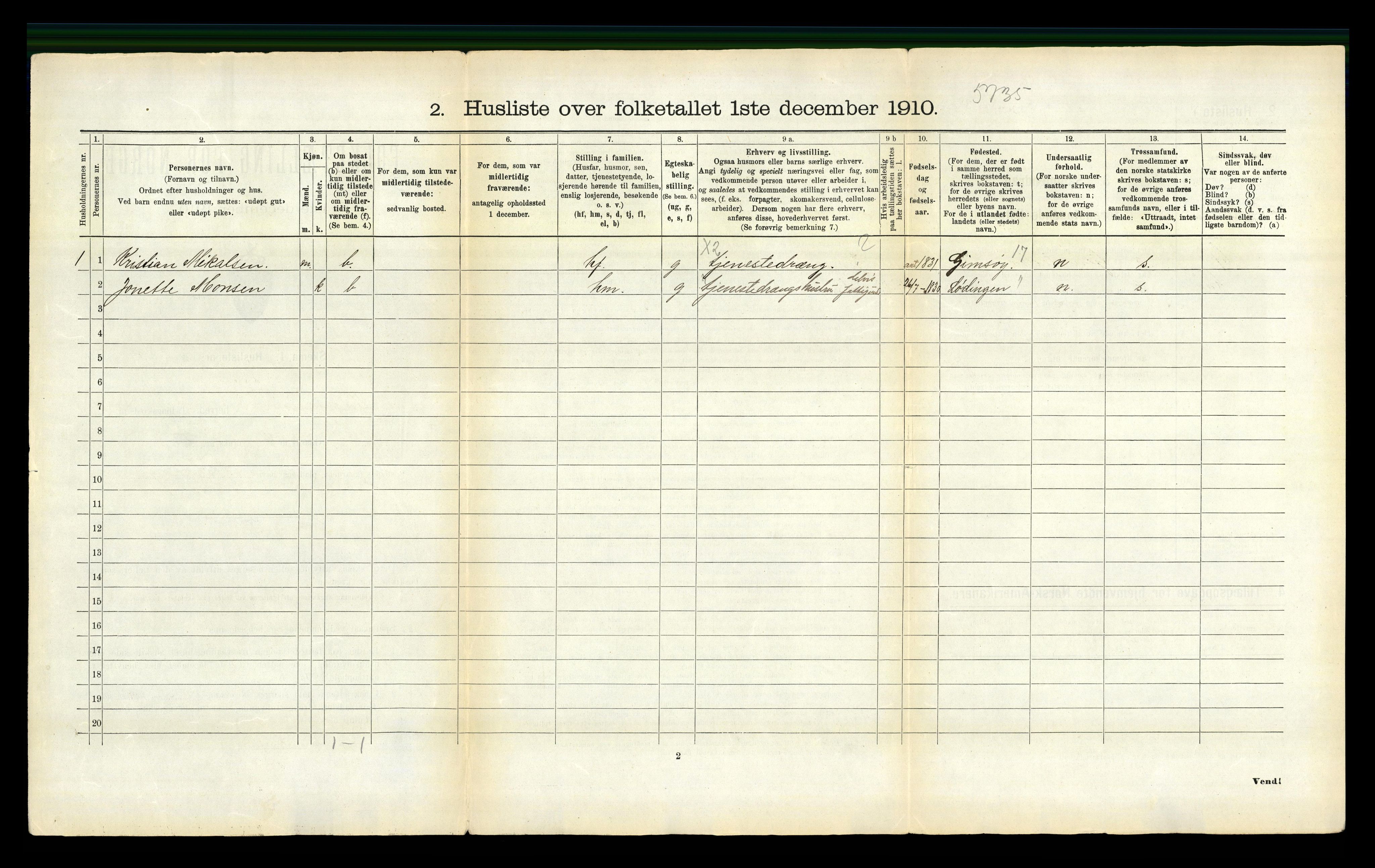 RA, 1910 census for Vågan, 1910, p. 114