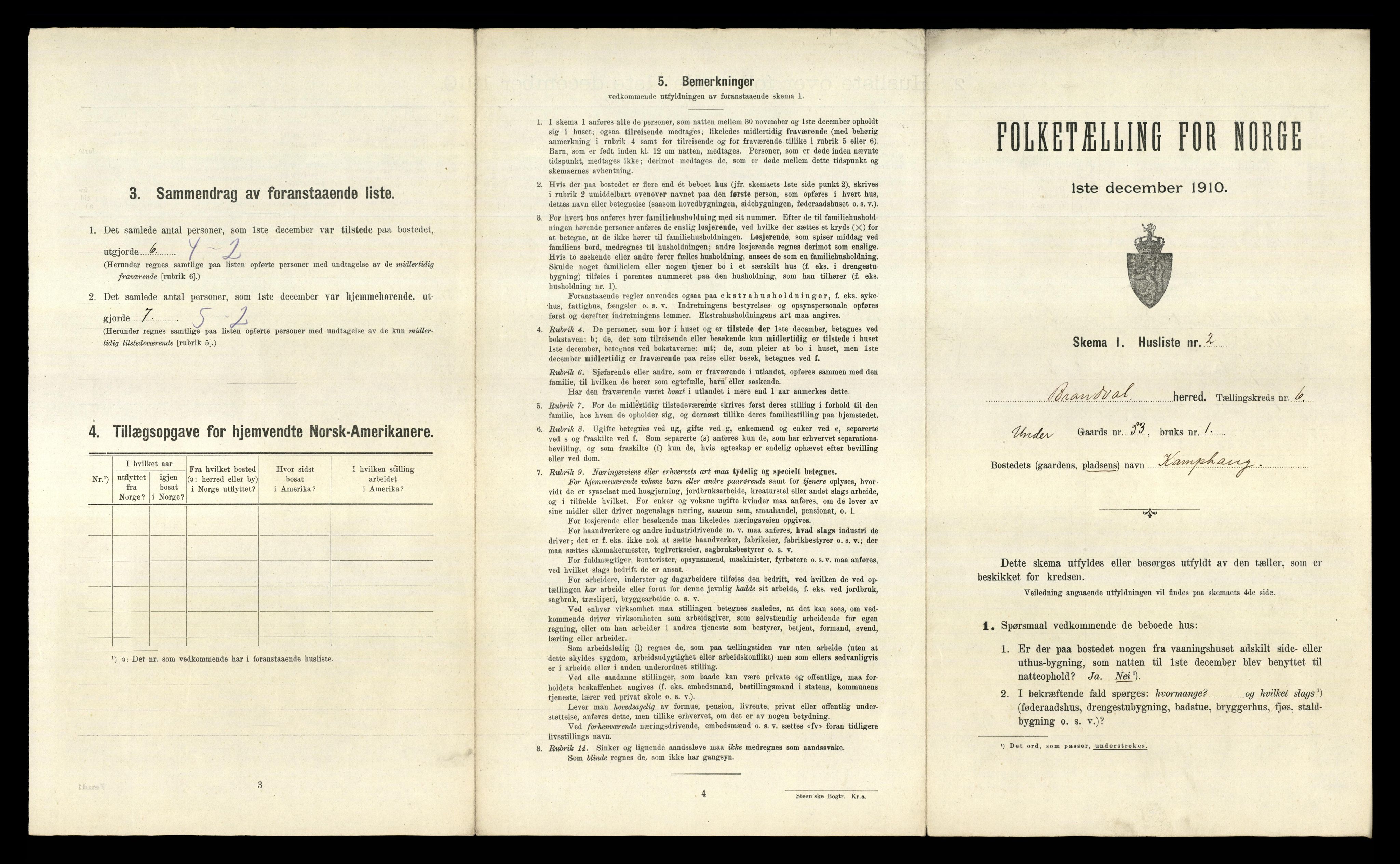 RA, 1910 census for Brandval, 1910, p. 757