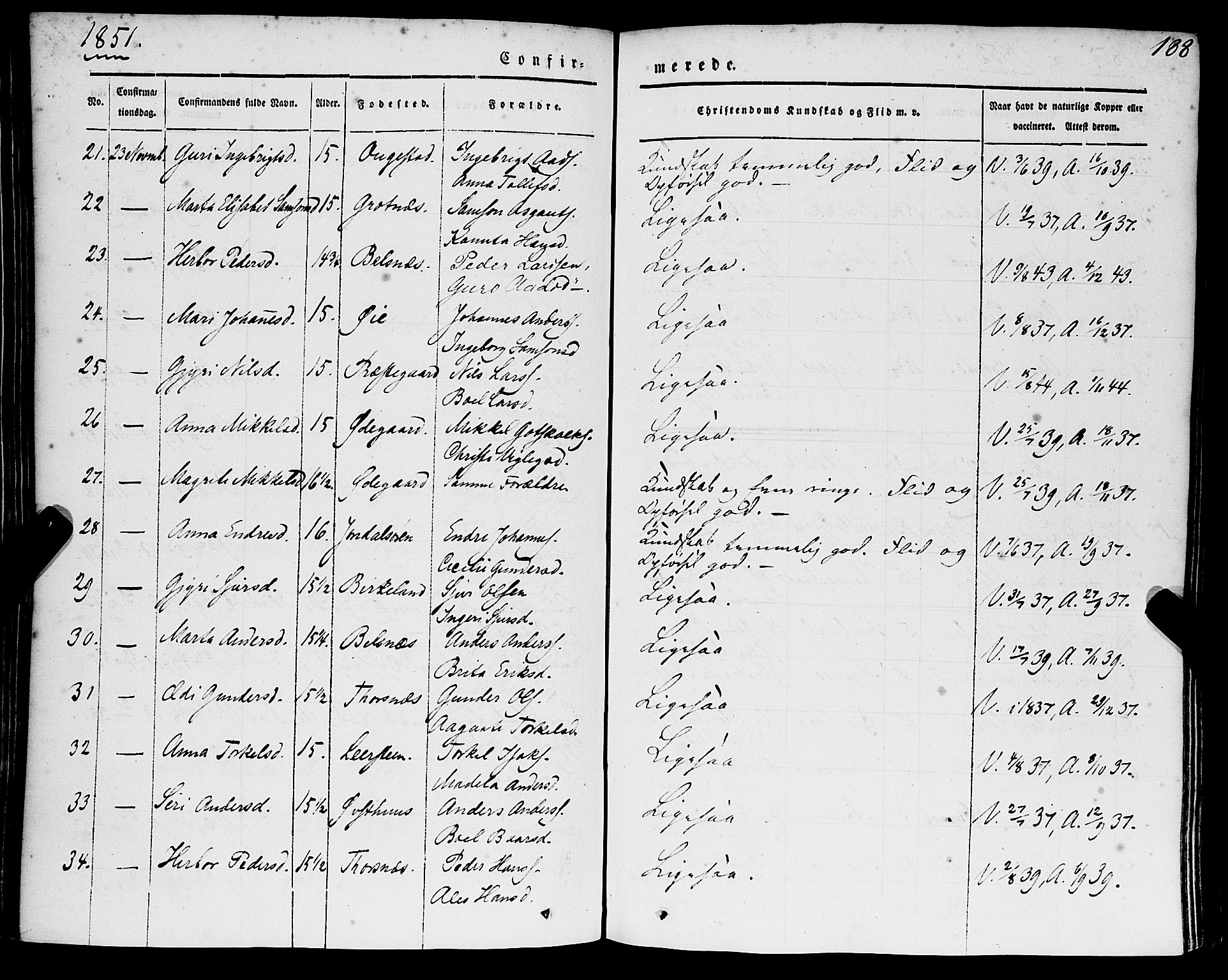 Strandebarm sokneprestembete, AV/SAB-A-78401/H/Haa: Parish register (official) no. A 7, 1844-1872, p. 188