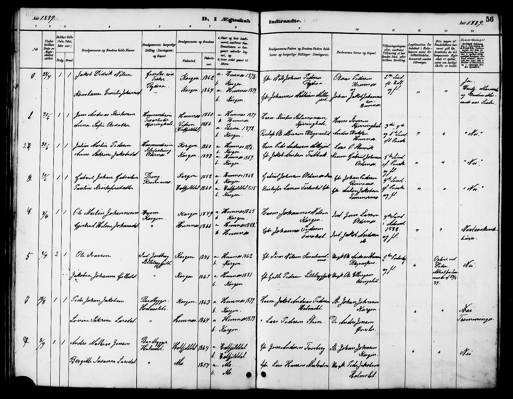 Ministerialprotokoller, klokkerbøker og fødselsregistre - Nordland, AV/SAT-A-1459/826/L0383: Parish register (copy) no. 826C03, 1887-1896, p. 56