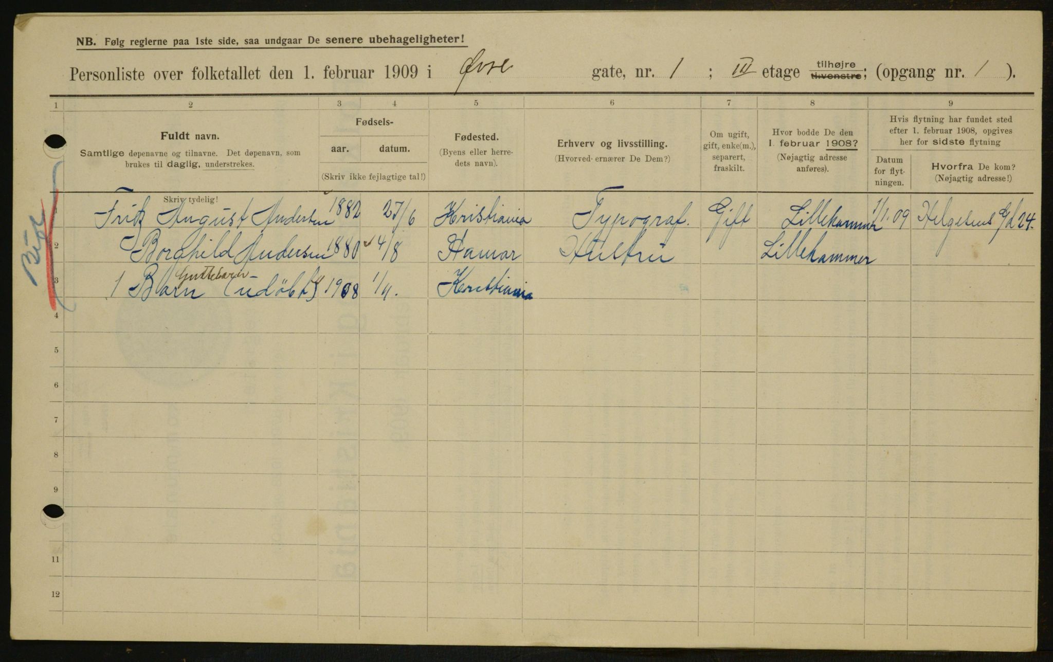 OBA, Municipal Census 1909 for Kristiania, 1909, p. 117741