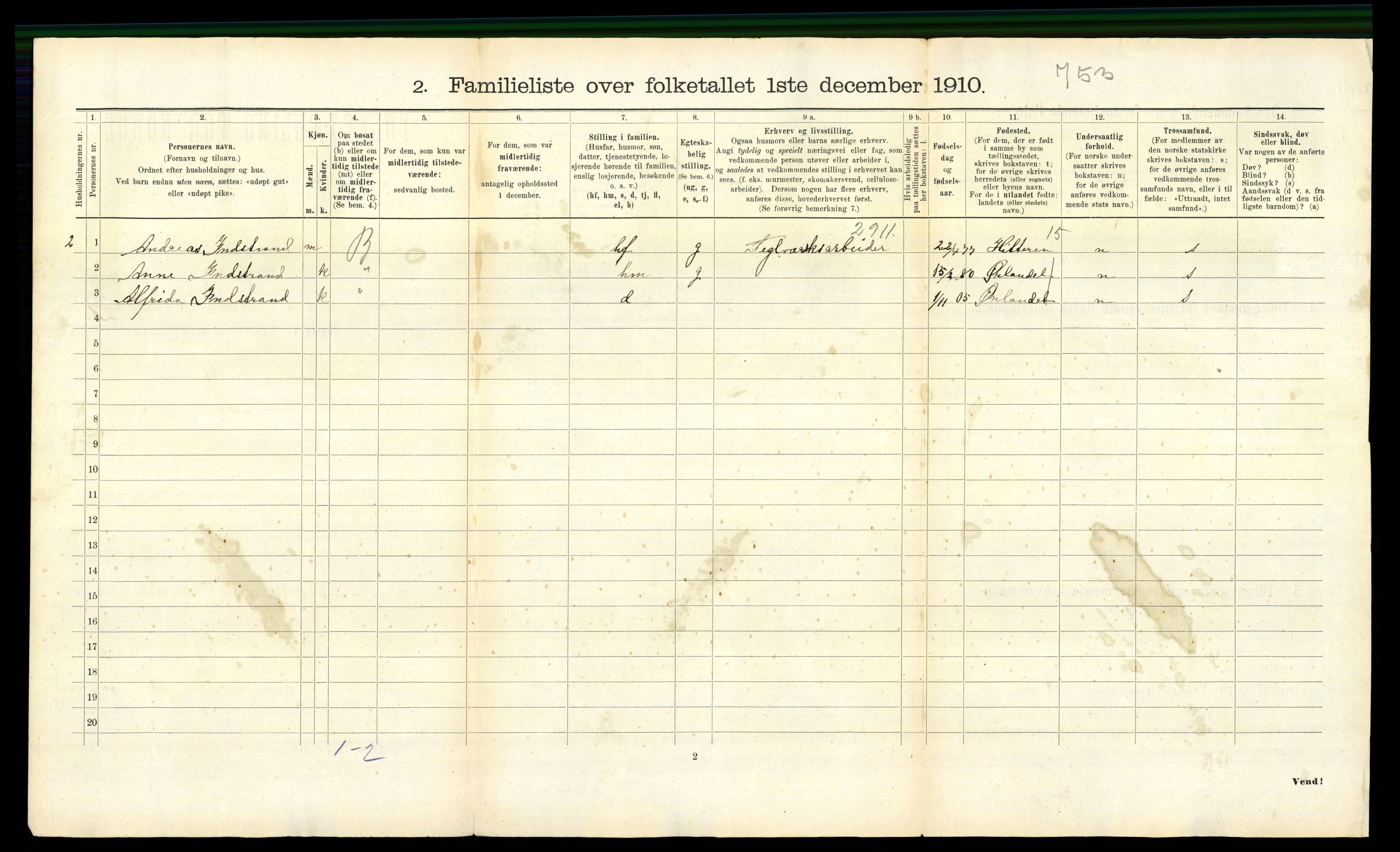 RA, 1910 census for Trondheim, 1910, p. 13256