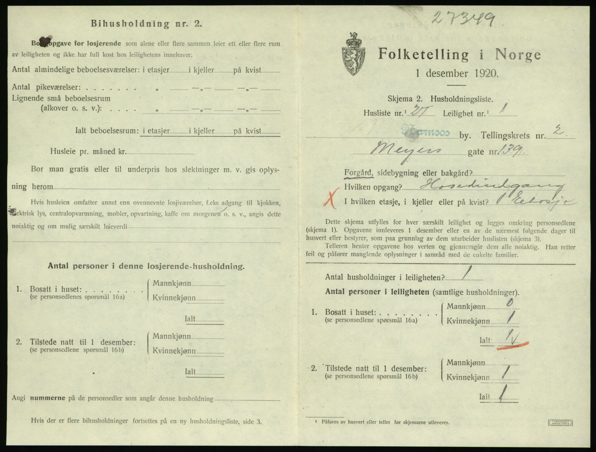 SAT, 1920 census for Namsos, 1920, p. 1059