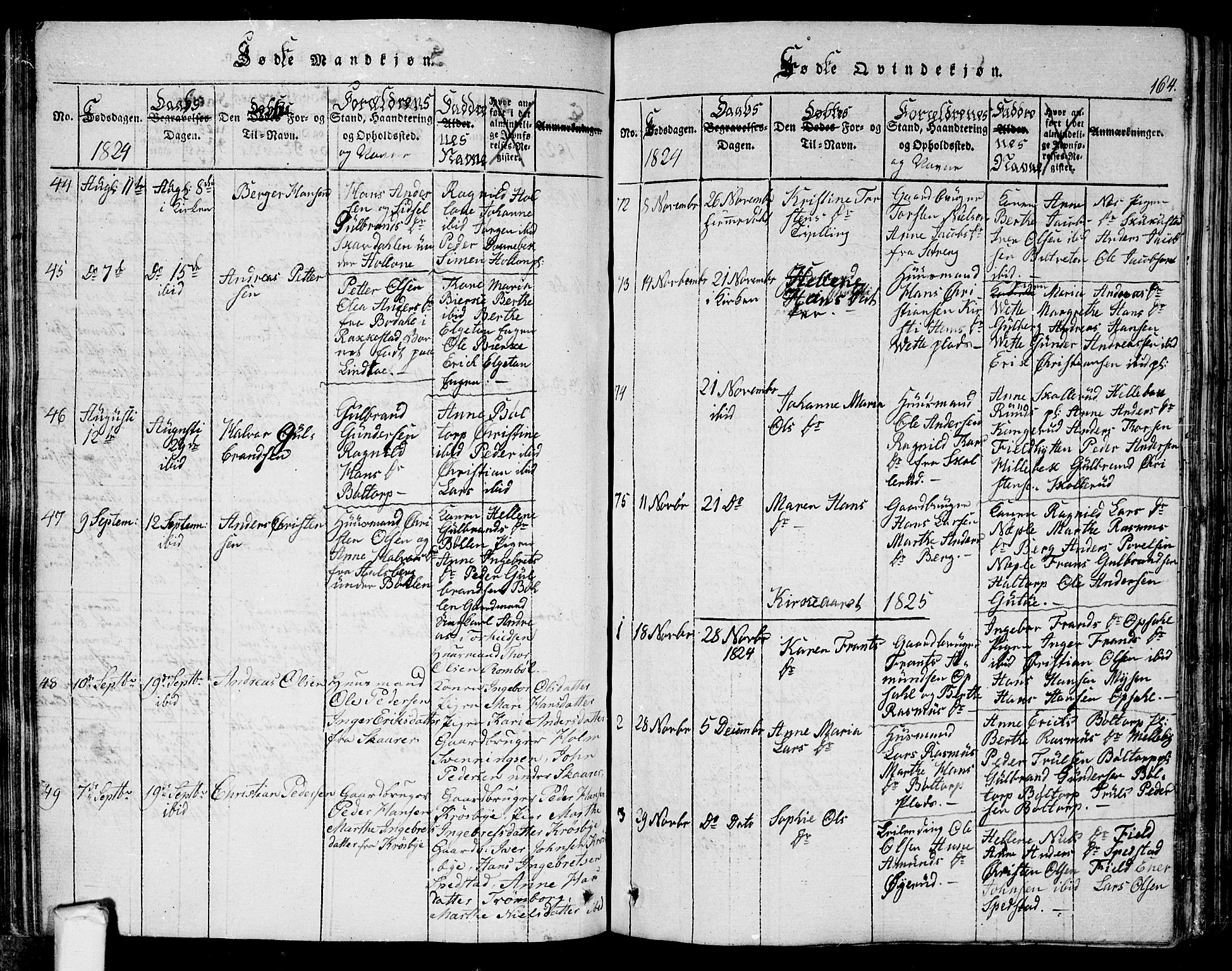 Eidsberg prestekontor Kirkebøker, AV/SAO-A-10905/G/Ga/L0001: Parish register (copy) no. I 1, 1814-1831, p. 164