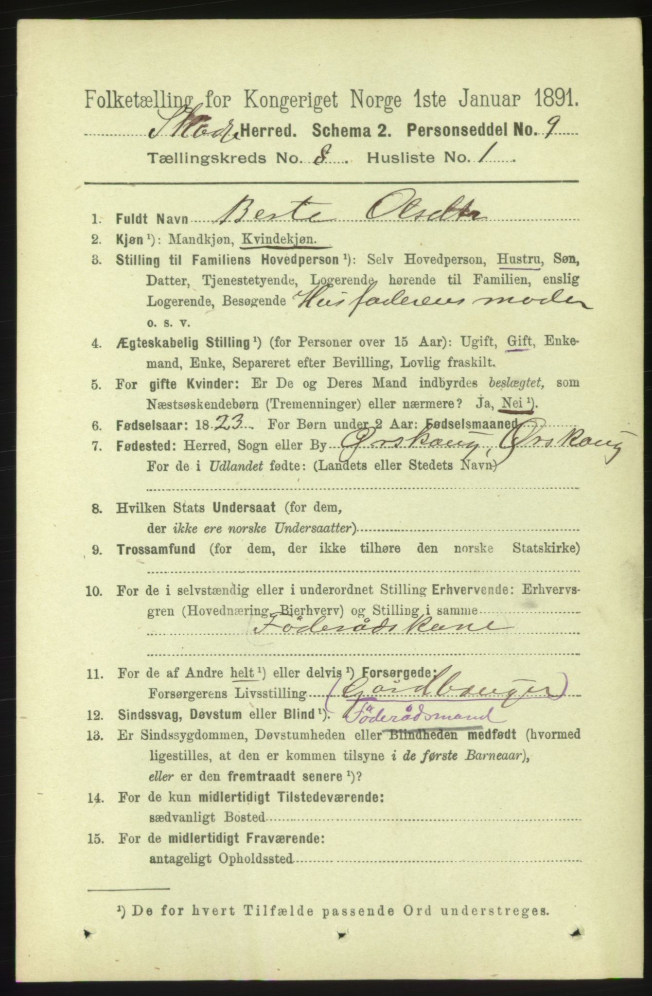 RA, 1891 census for 1529 Skodje, 1891, p. 1702