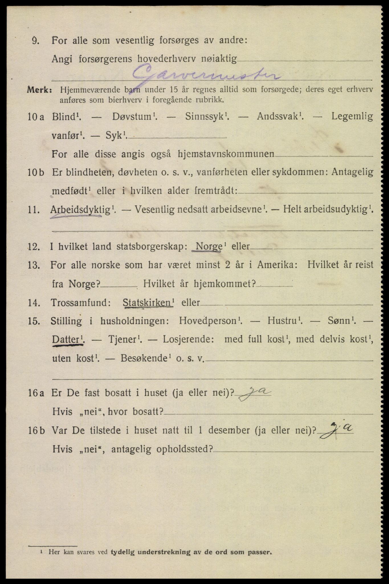 SAK, 1920 census for Flekkefjord, 1920, p. 3233