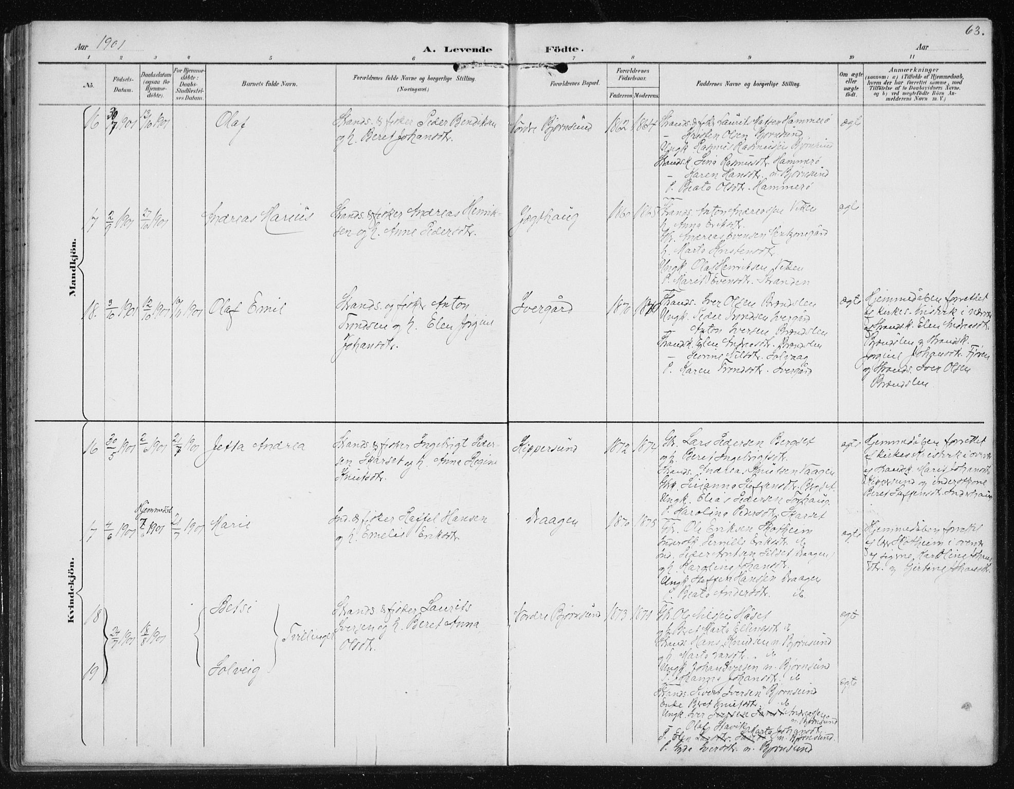 Ministerialprotokoller, klokkerbøker og fødselsregistre - Møre og Romsdal, AV/SAT-A-1454/566/L0773: Parish register (copy) no. 566C02, 1892-1909, p. 63