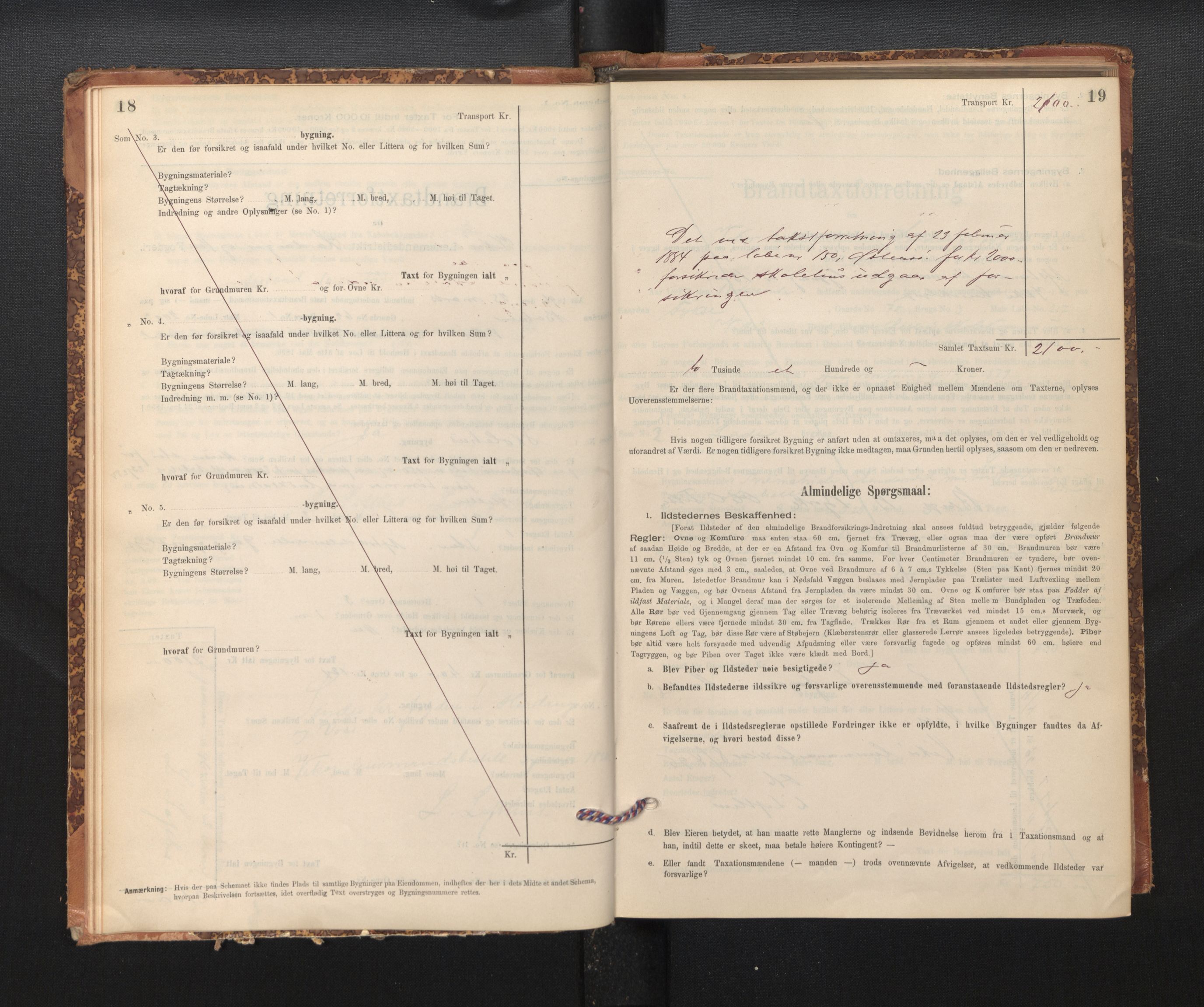 Lensmannen i Kvam, AV/SAB-A-33201/0012/L0005: Branntakstprotokoll, skjematakst, 1894-1913, p. 18-19