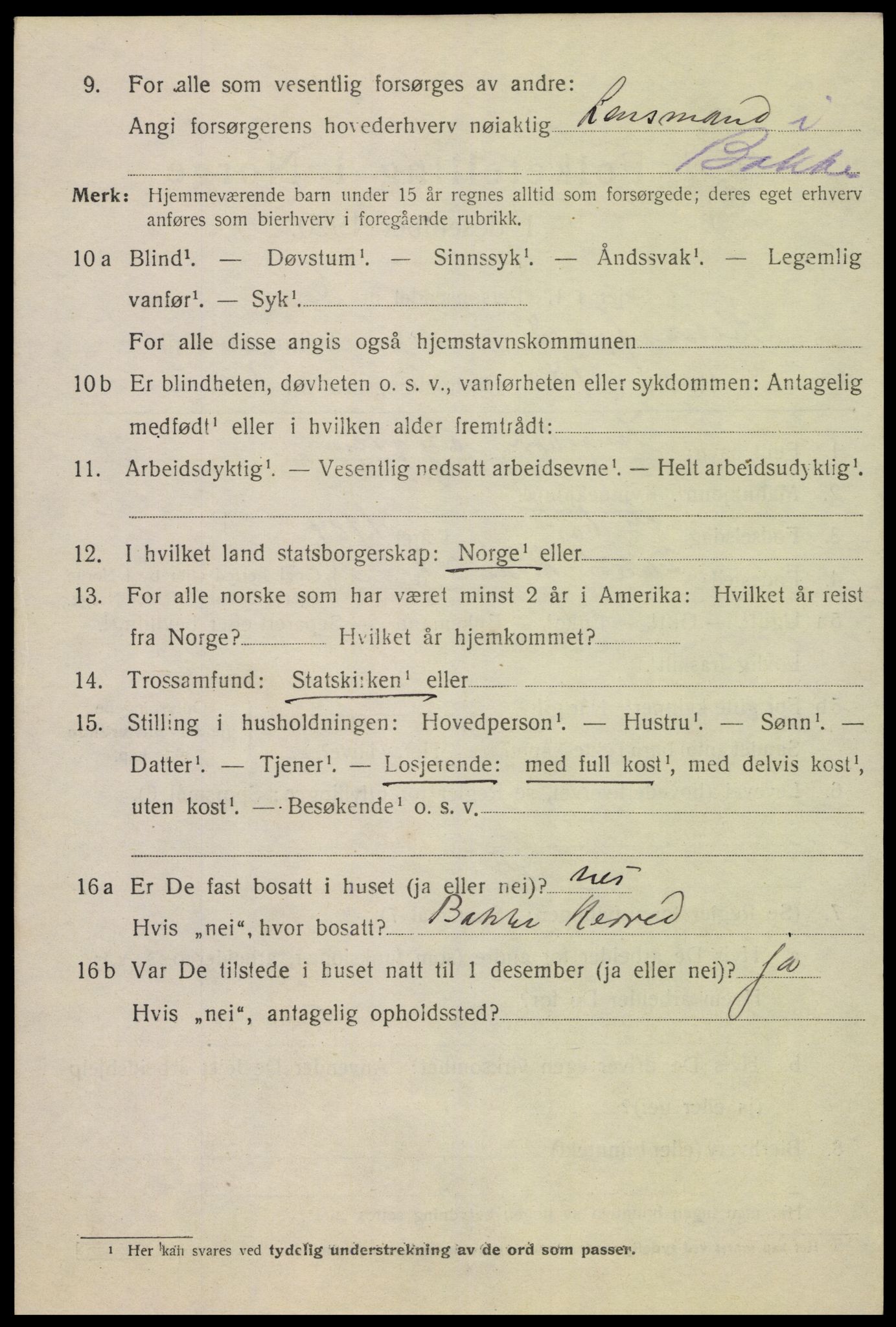 SAK, 1920 census for Flekkefjord, 1920, p. 3393
