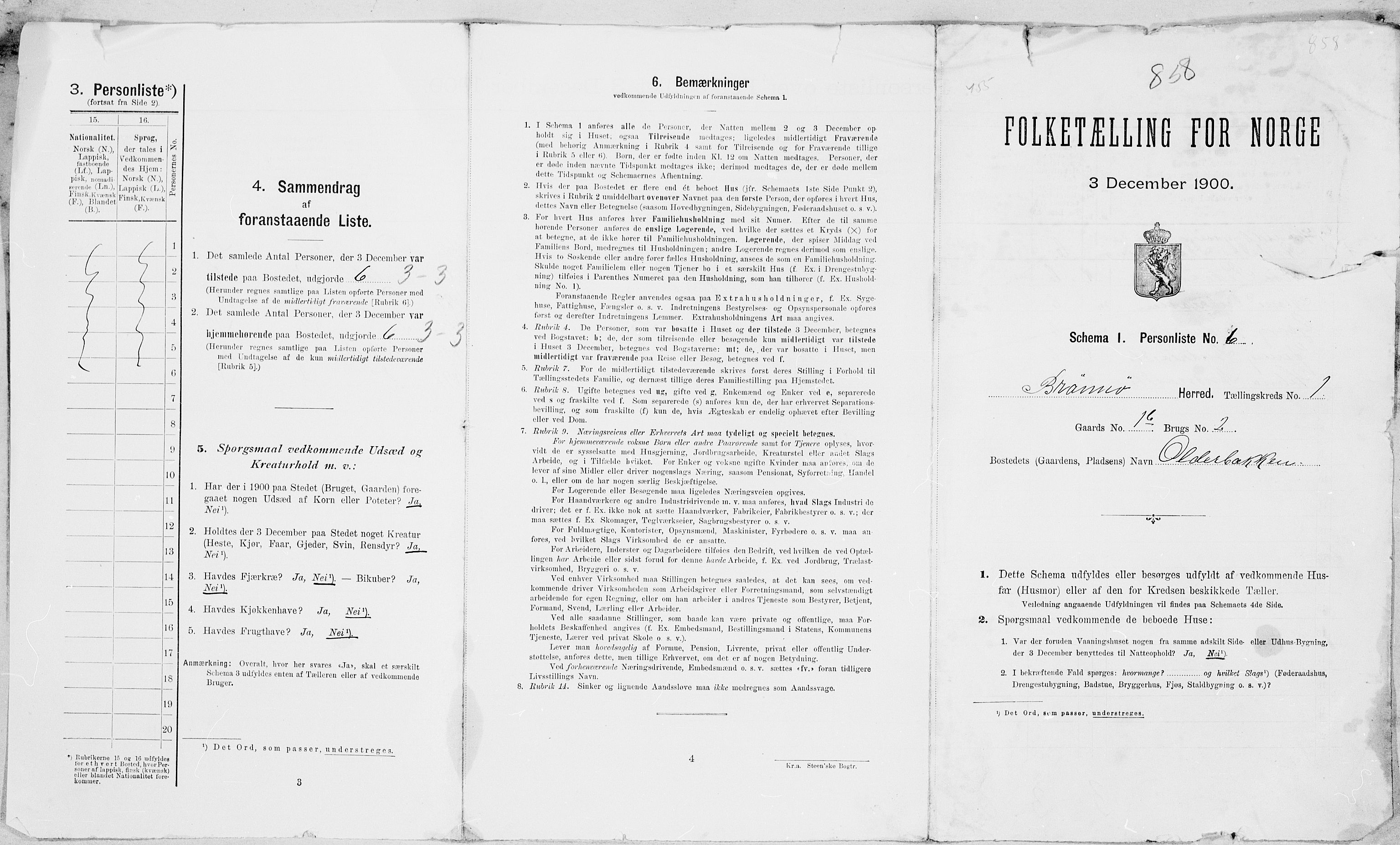 SAT, 1900 census for Brønnøy, 1900, p. 36