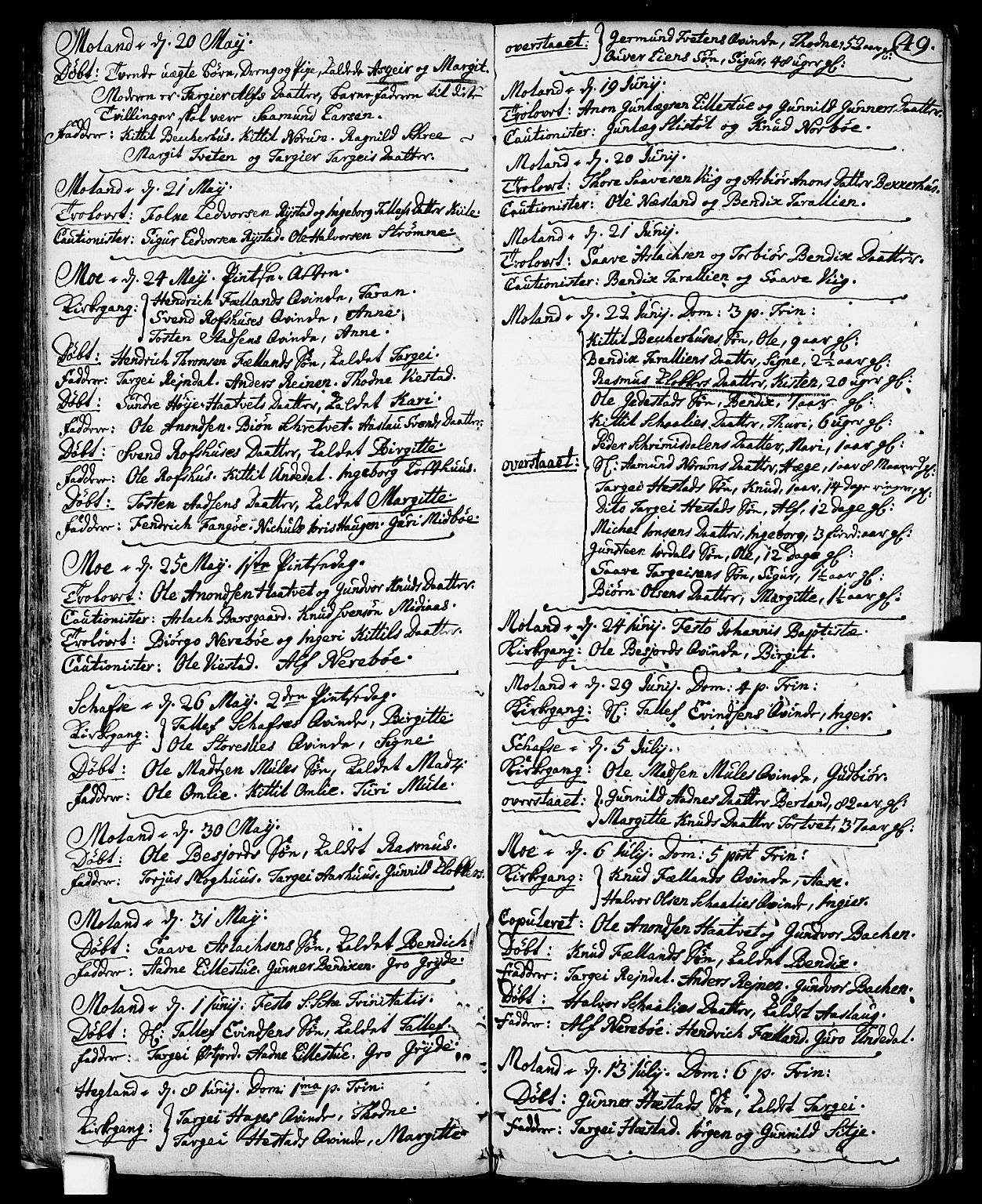 Fyresdal kirkebøker, SAKO/A-263/F/Fa/L0001: Parish register (official) no. I 1, 1724-1748, p. 49