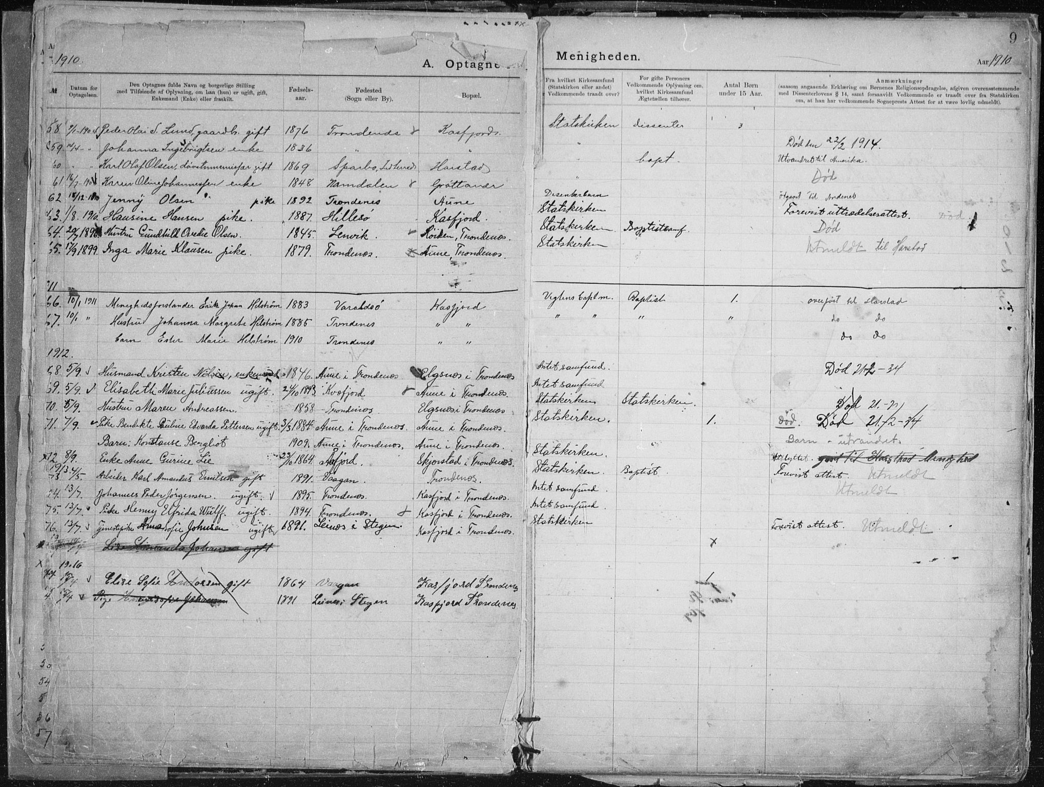 Aune baptistmenighet, AV/SATØ-P-0182/F/L0006DP: Dissenter register no. 6, 1887-1939, p. 9