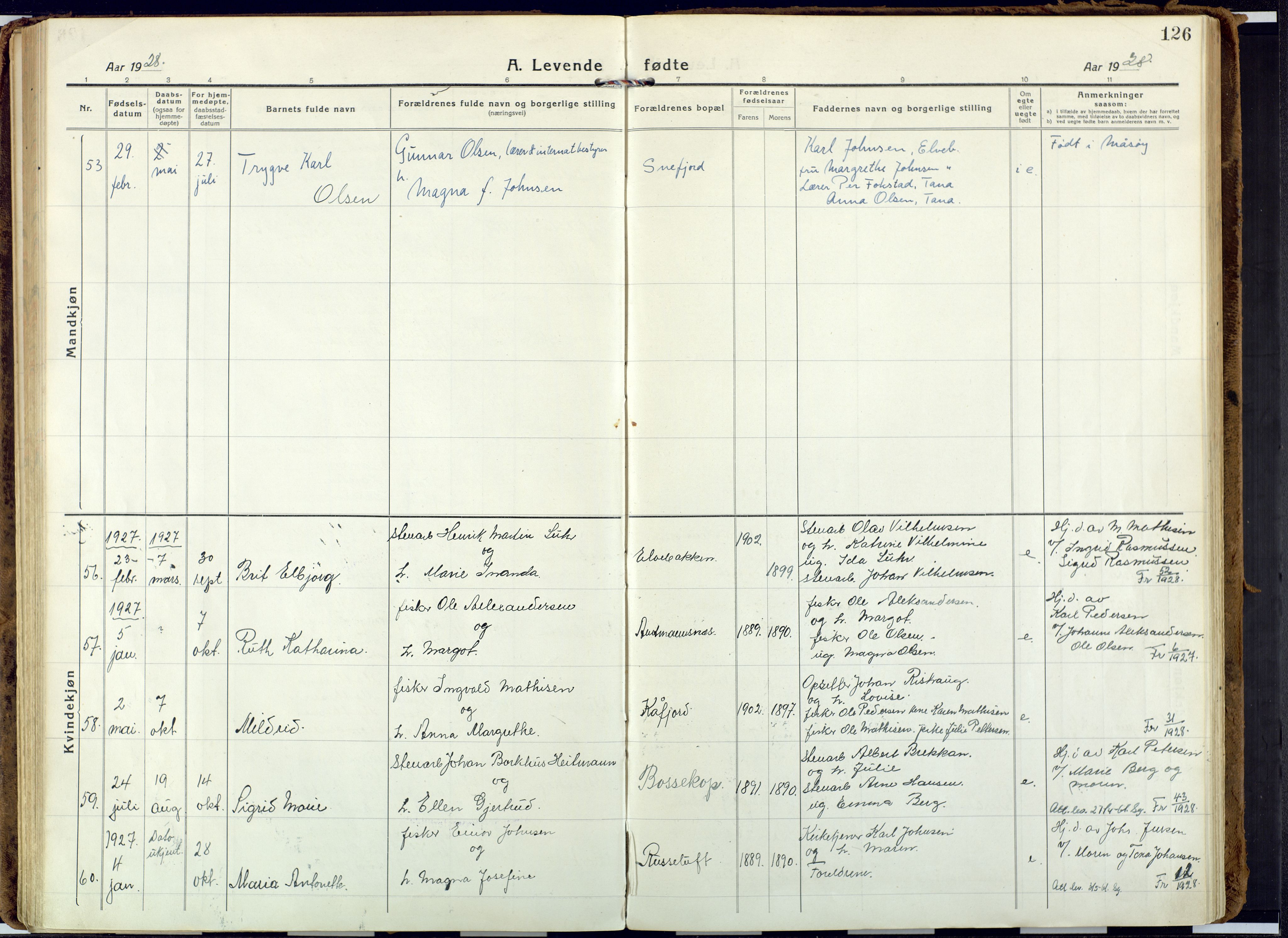 Alta sokneprestkontor, AV/SATØ-S-1338/H/Ha: Parish register (official) no. 6, 1918-1931, p. 126