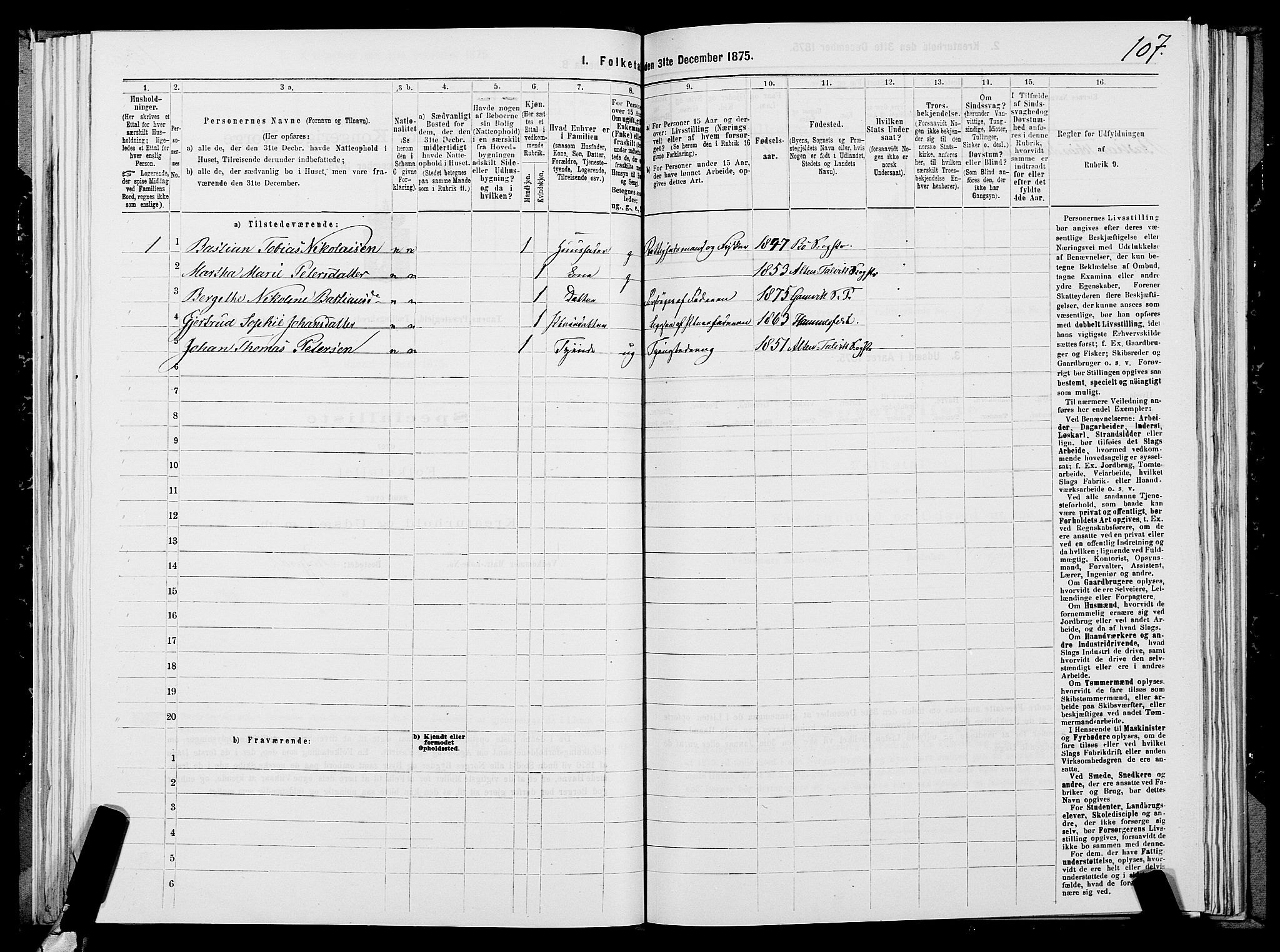 SATØ, 1875 census for 2025P Tana, 1875, p. 3107