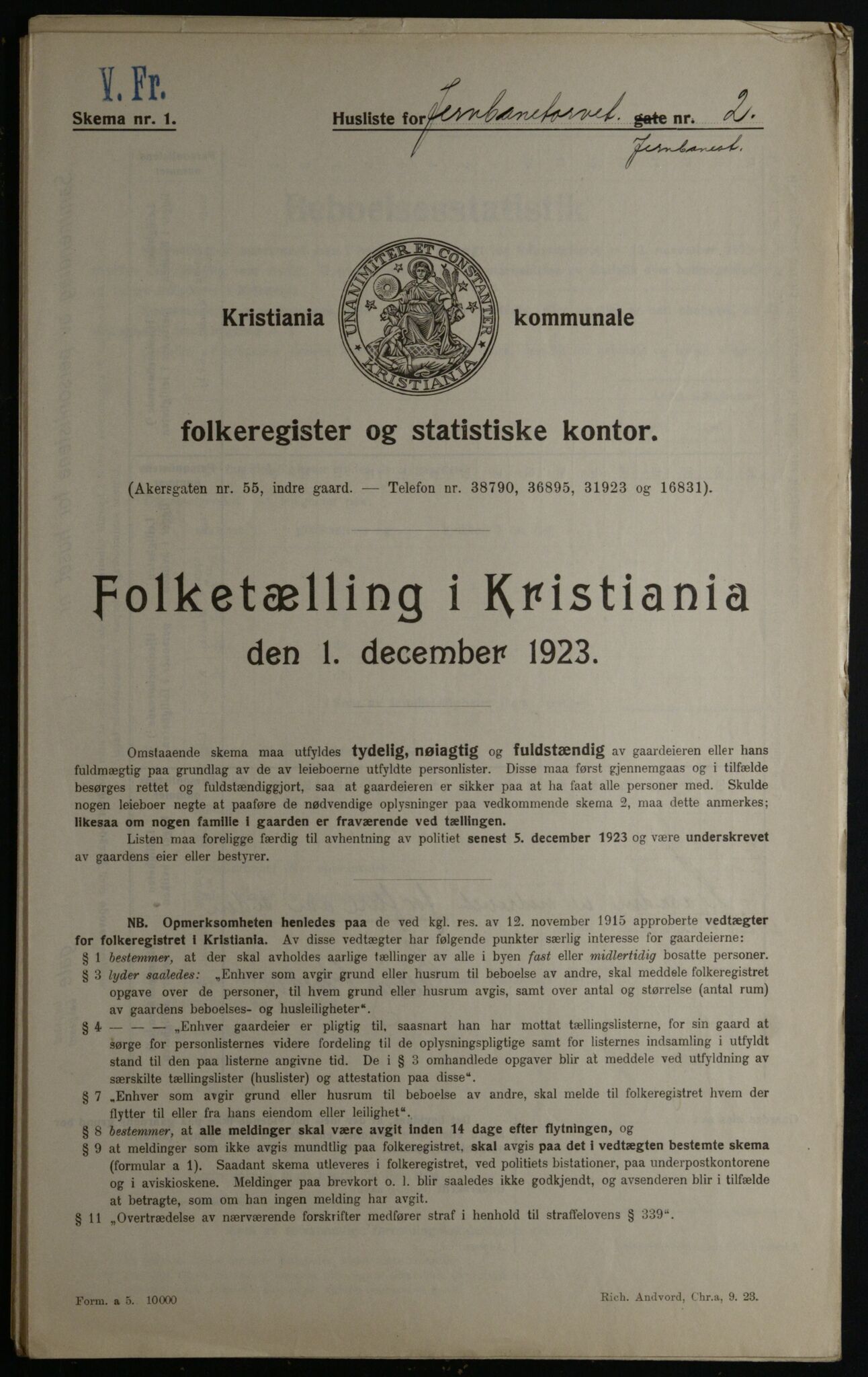 OBA, Municipal Census 1923 for Kristiania, 1923, p. 52560