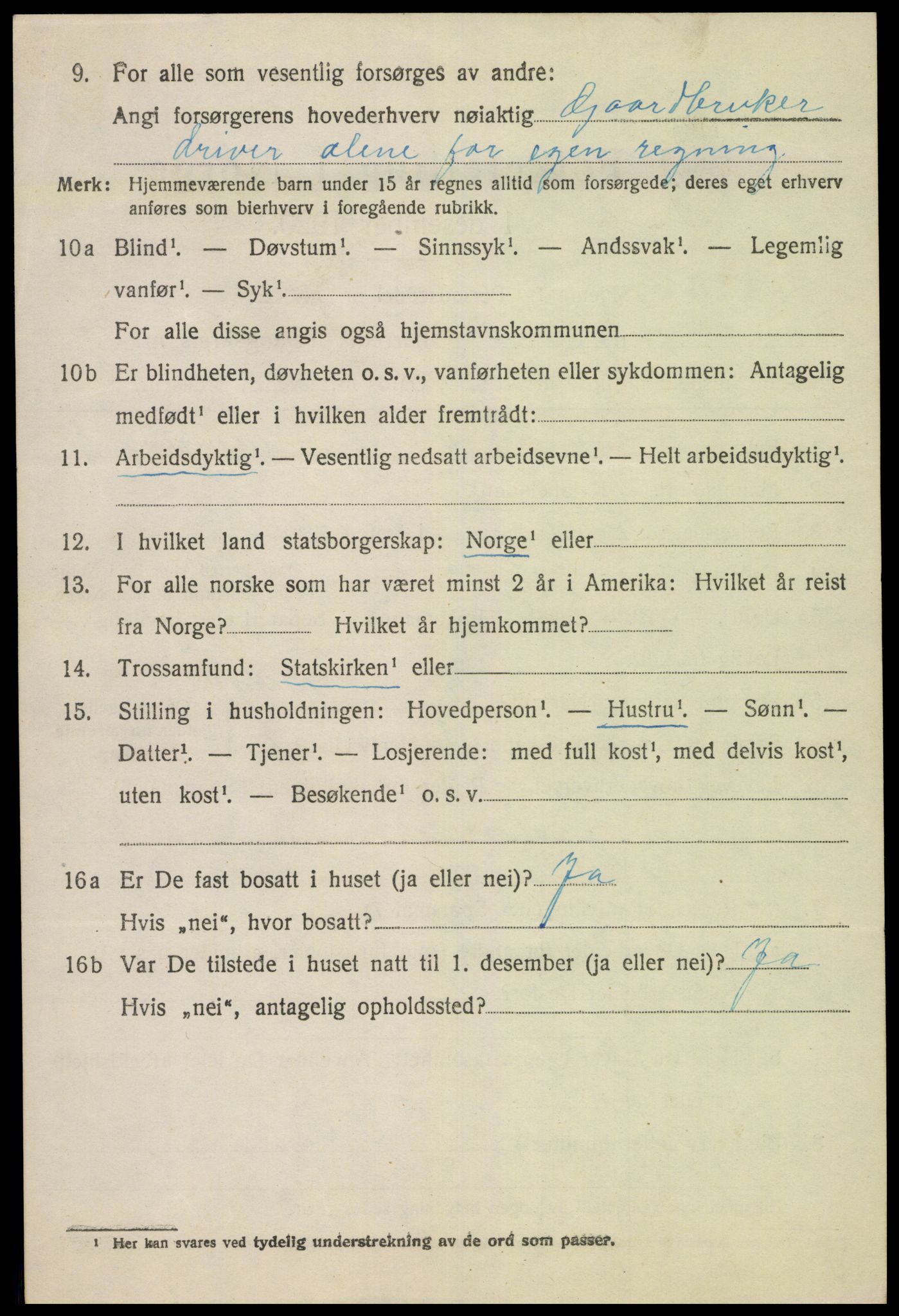 SAK, 1920 census for Gyland, 1920, p. 2293